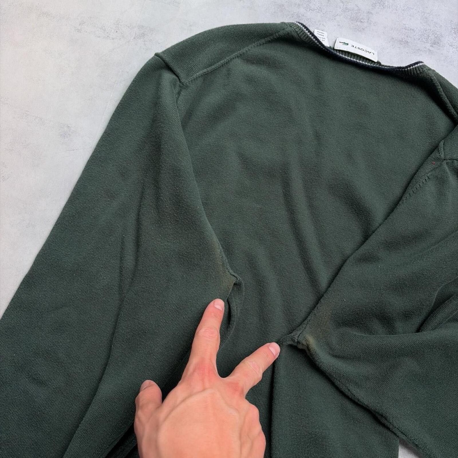 Lacoste Y2K Forest Green Lacoste Knit V-Neck Sweater Size US XXL / EU 58 / 5 - 7 Thumbnail