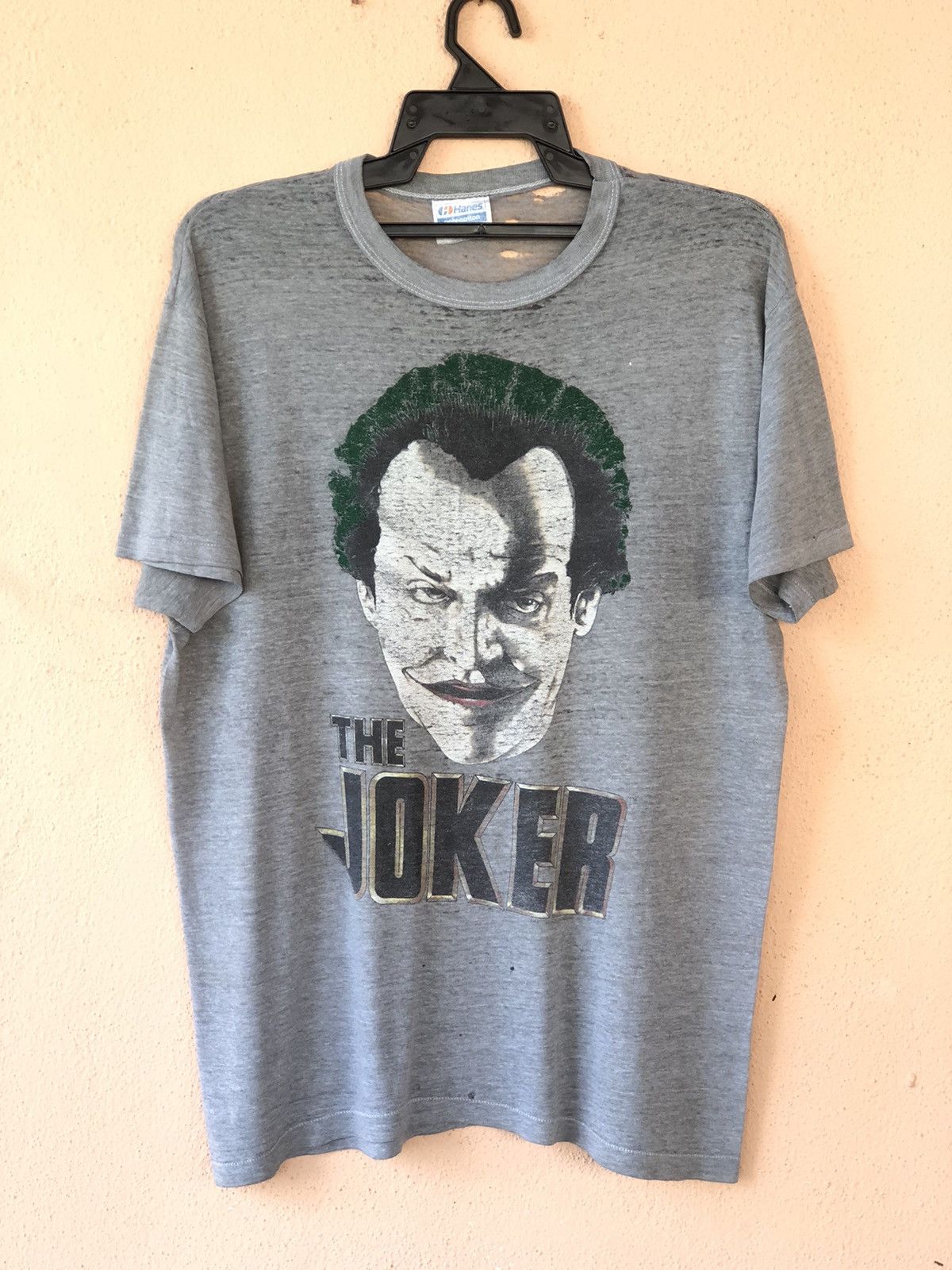 image of Vintage 89S The Joker Batman Dc Comics Movie Tee in Grey, Men's (Size Large)