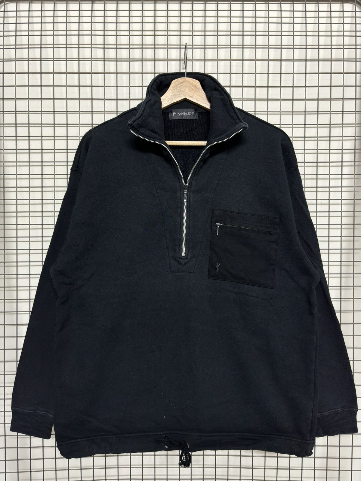 Vintage × Yves Saint Laurent Yves Saint Lauren Half Zipper Pullover Sweatshirt Size US L / EU 52-54 / 3 - 3 Thumbnail