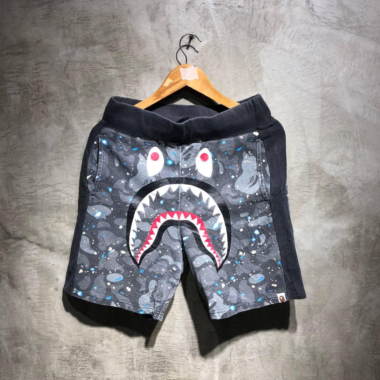 Bape Space Camo Shark Sweat Shorts Grailed