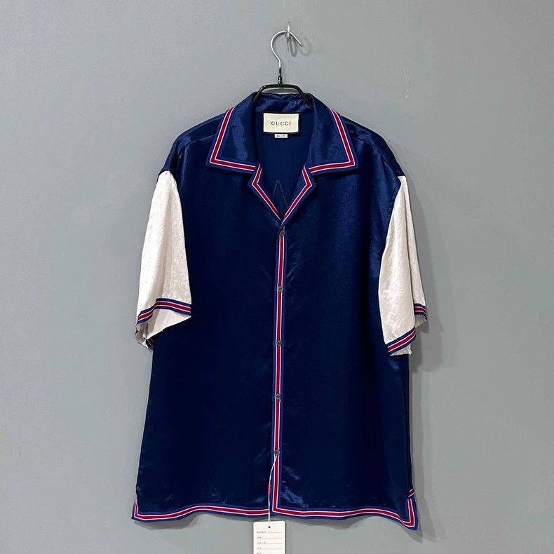 Gucci Gucci Blue and white stitching short-sleeved shirt 2506-Nex Size US M / EU 48-50 / 2 - 1 Thumbnail