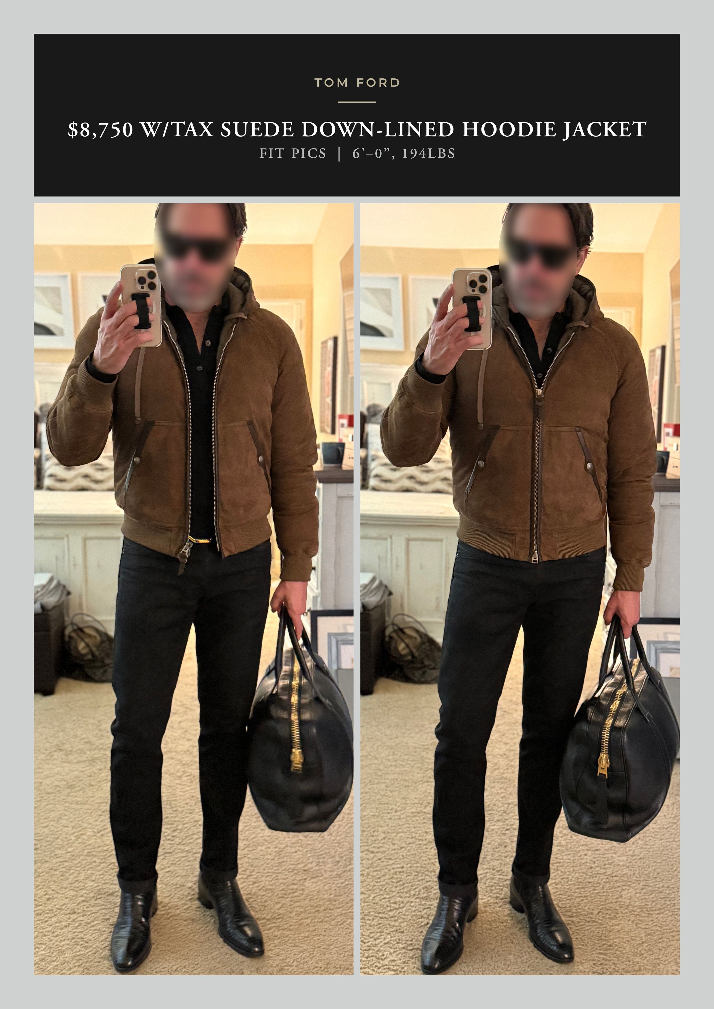Tom Ford The Ultimate Rare $8,750 w/tax Leather Accent Suede Hoodie Size US M / EU 48-50 / 2 - 4 Thumbnail