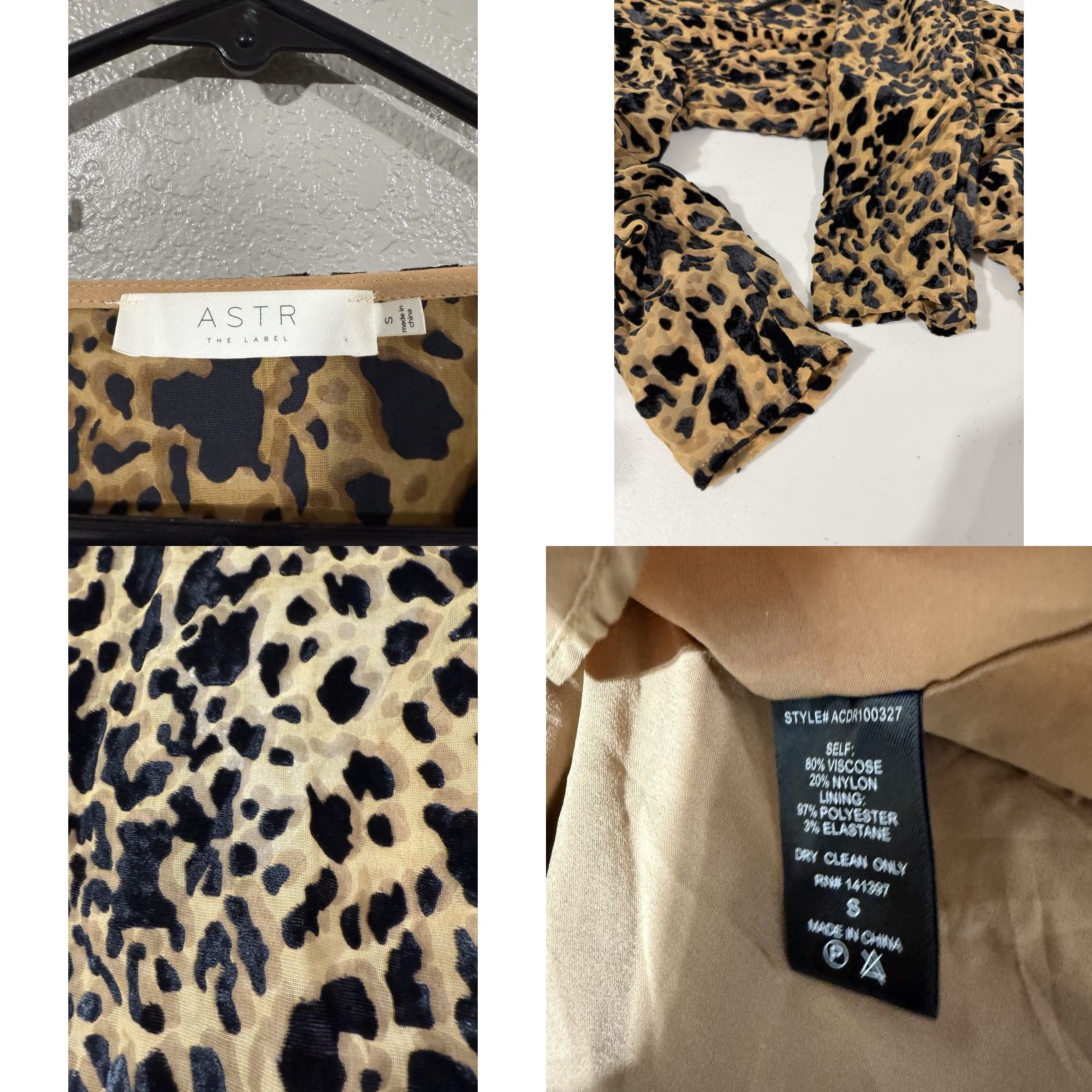 ASTR The Label ASTR Nikita Dress Women's S Leopard Velvet Print V Neck Lined Size S / US 4 / IT 40 - 8 Thumbnail