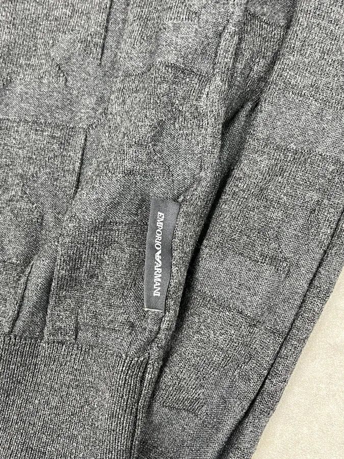 Emporio Armani Emporio Armani Grey Square Wool Sweater Size US M / EU 48-50 / 2 - 10 Thumbnail