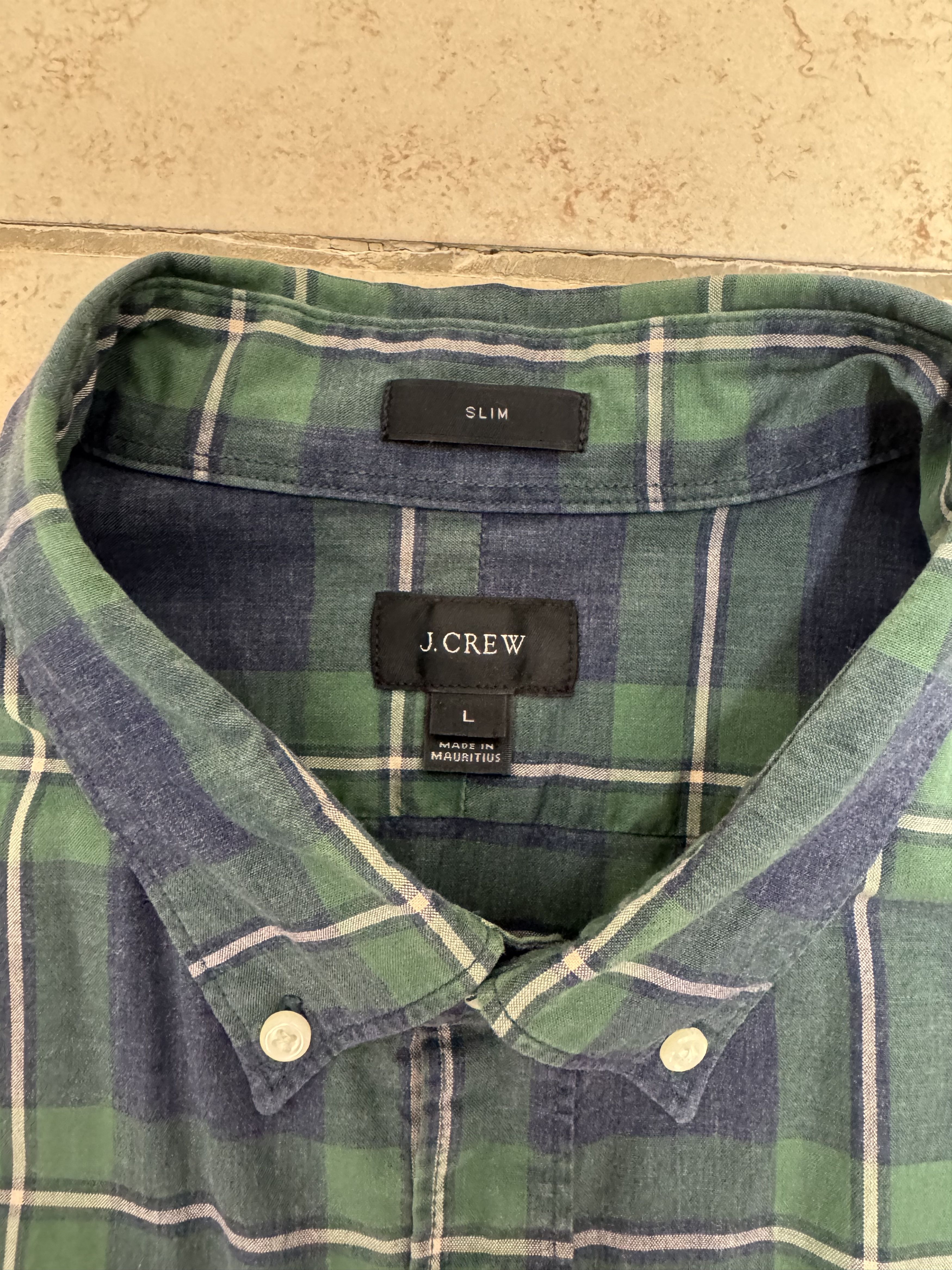 J.Crew J Crew Green Blue Tartan Button Down Shirt - Size L Slim Size US L / EU 52-54 / 3 - 3 Thumbnail