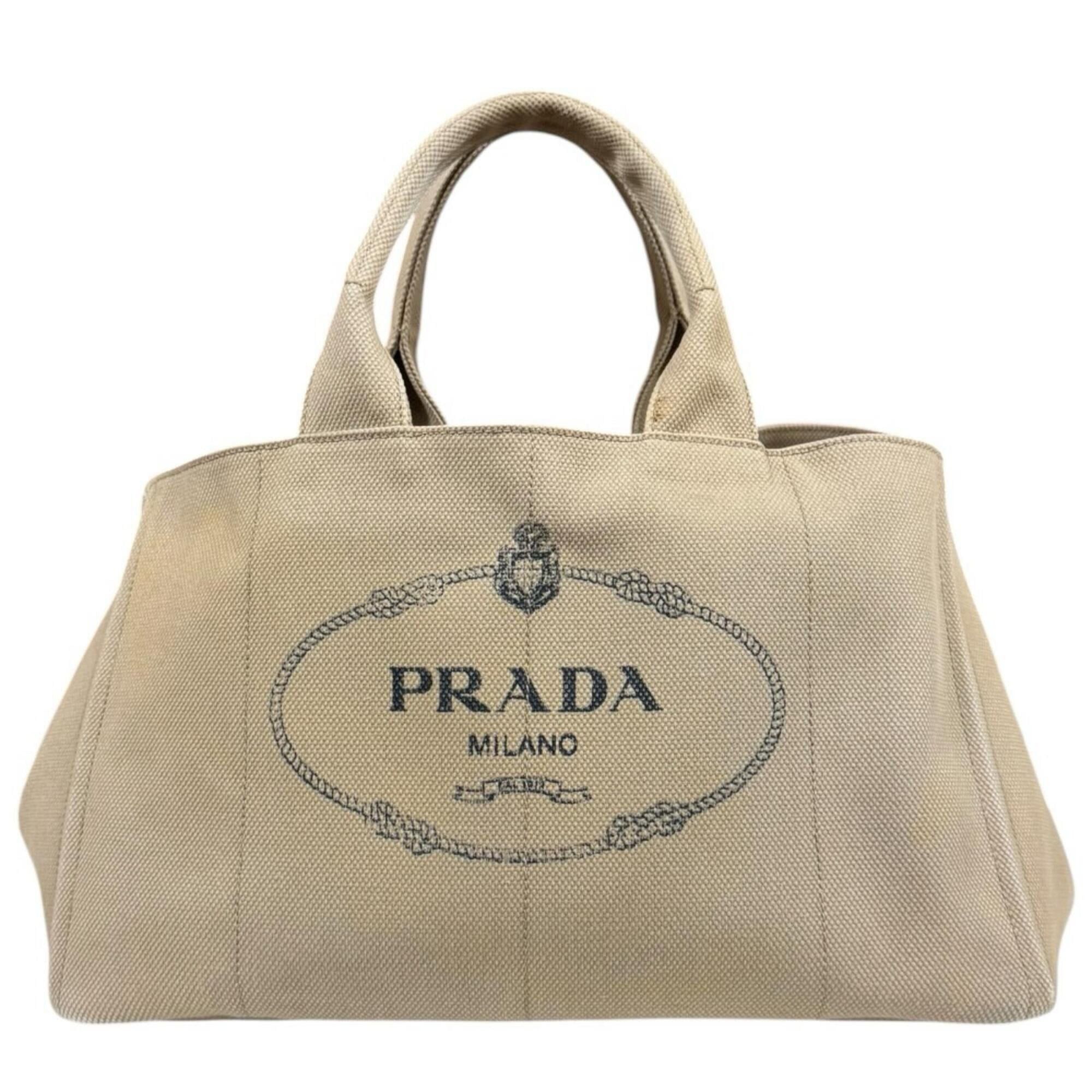 Prada Prada Canapa Tote L Handbag, Canvas, Beige, Women's PRADA Size ONE SIZE - 1 Thumbnail