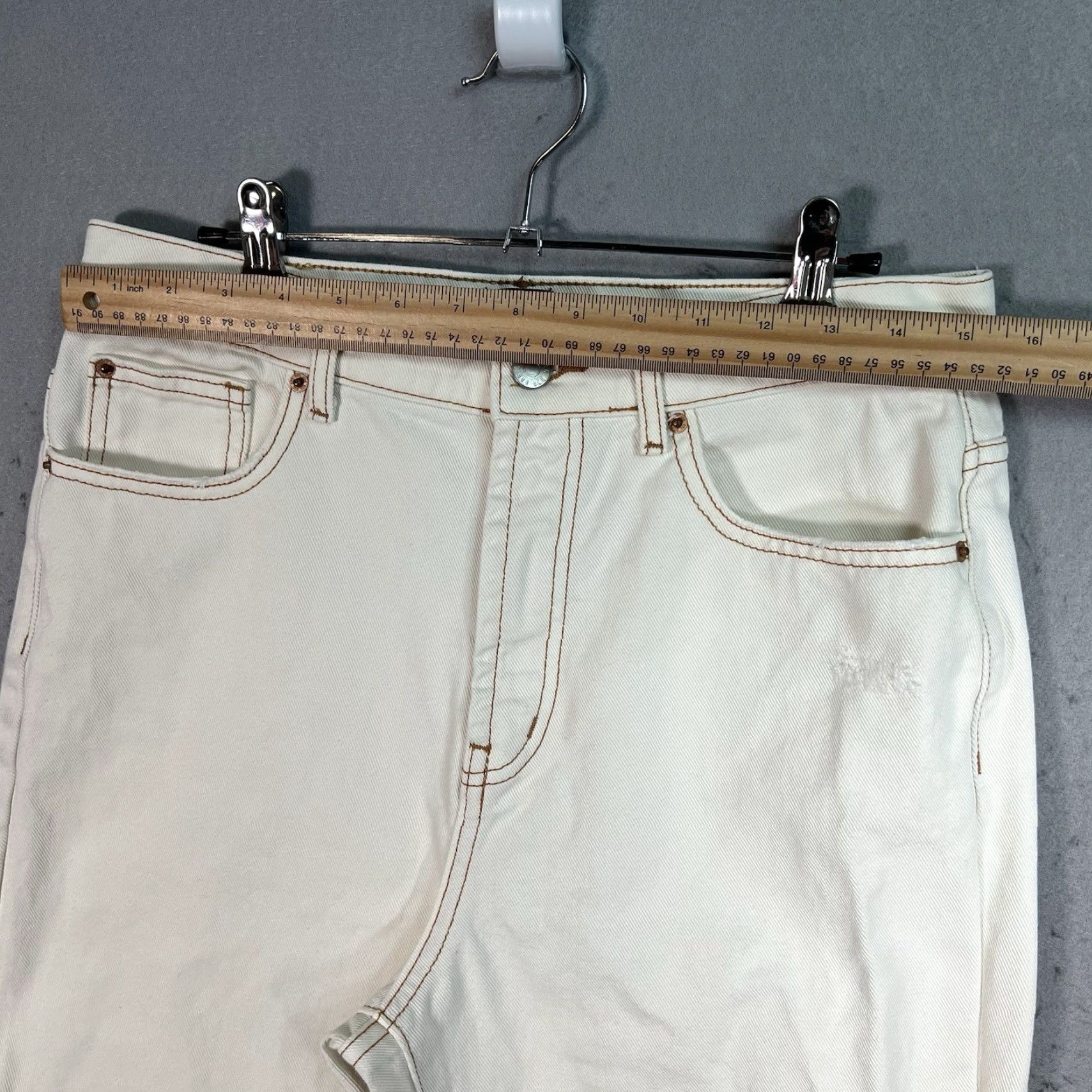 Bdg VINTAGE BDG Urban Outfitters White Jeans Womens 29 Straight Leg Denim Cotton 30 In Waist 29 In Inseam Size 29" - 3 Thumbnail