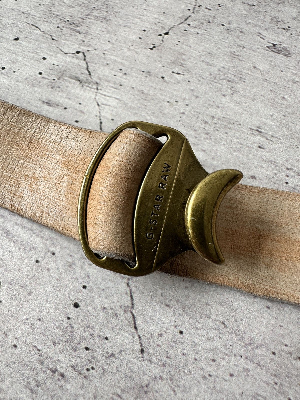 G-Star G-Star RAW 3301 Leather Belt Natural Color with Brass Buckle Size ONE SIZE - 4 Thumbnail