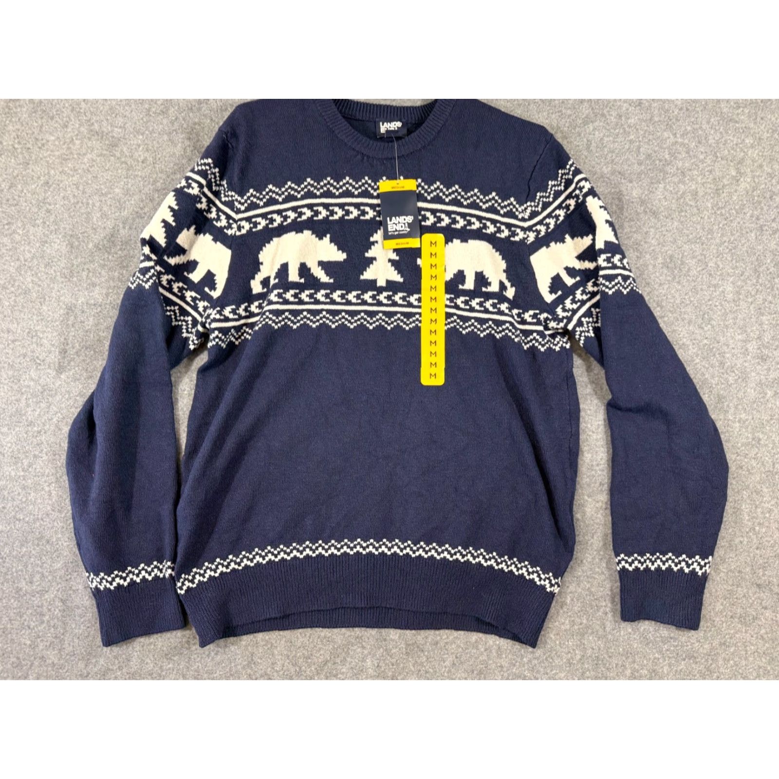 Lands' End VINTAGE Lands' End Sweater Mens M 38-40 Blue Fair Isle Stretch Polar Bear Pullover NWT Size US M / EU 48-50 / 2 - 4 Thumbnail