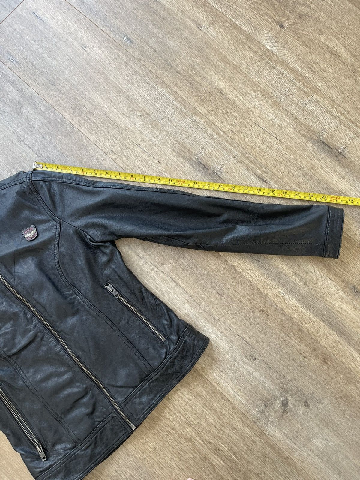 Superdry Vintage Superdry "Super" Leather Racer Jacket - Black - XS Size XS / US 0-2 / IT 36-38 - 8 Thumbnail