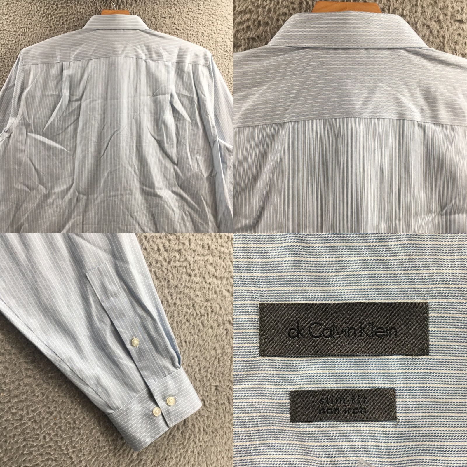 Calvin Klein Calvin Klein Slim Fit Button Up Shirt Mens 18 Tall Blue Striped Long Sleeve Shirt Mens 18 Tall Blue Striped Long Sleeve Size US XXL / EU 58 / 5 - 8 Thumbnail