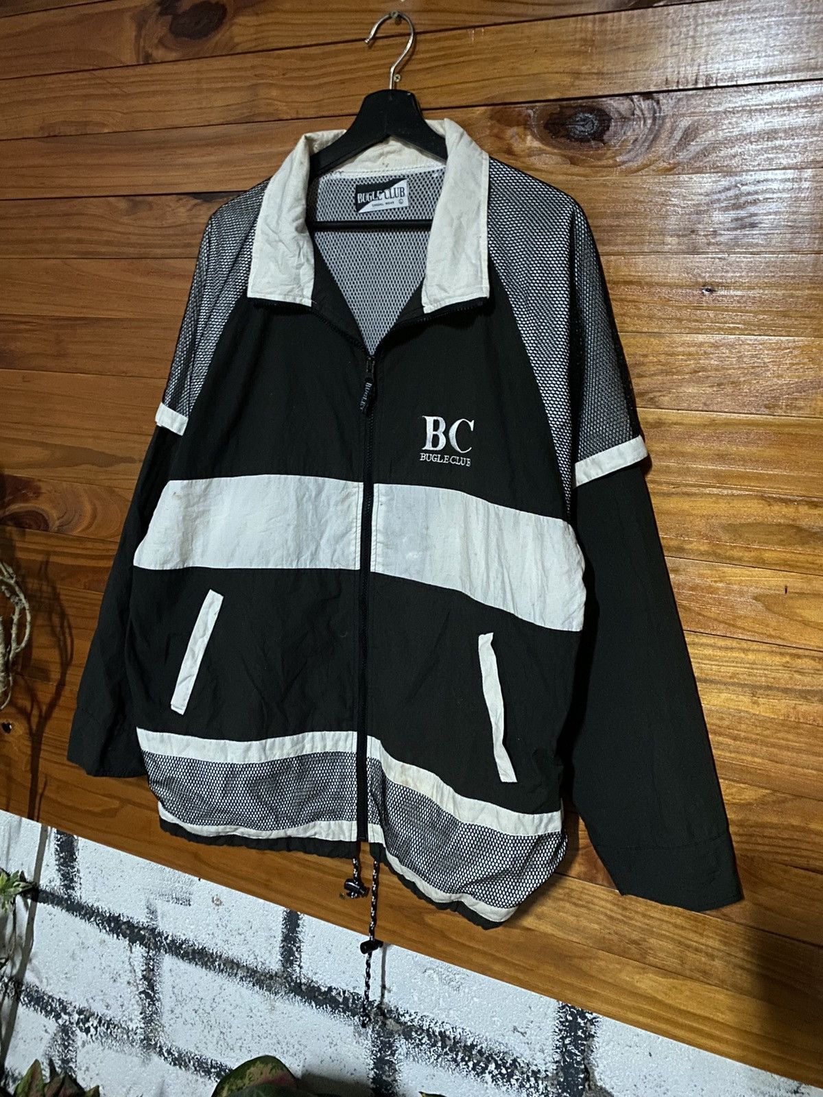 Bugle Boy Vintage Bugle Club Windbreaker | 90s Unisex Black & White Size US L / EU 52-54 / 3 - 5 Thumbnail