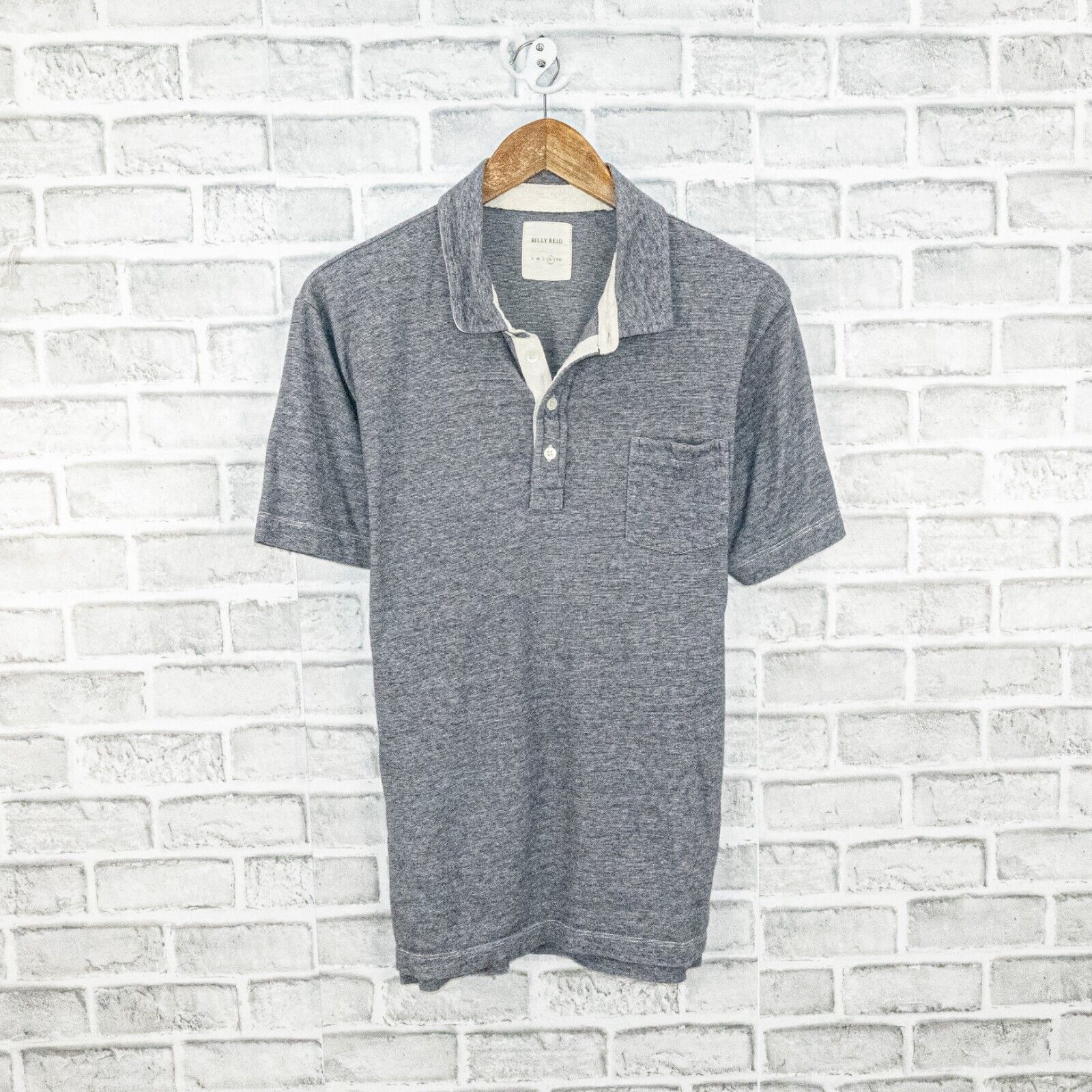 Billy Reid BILLY REID Men's Short Sleeve Polo Shirt Blue Stripe size XL Size US XL / EU 56 / 4 - 1 Thumbnail