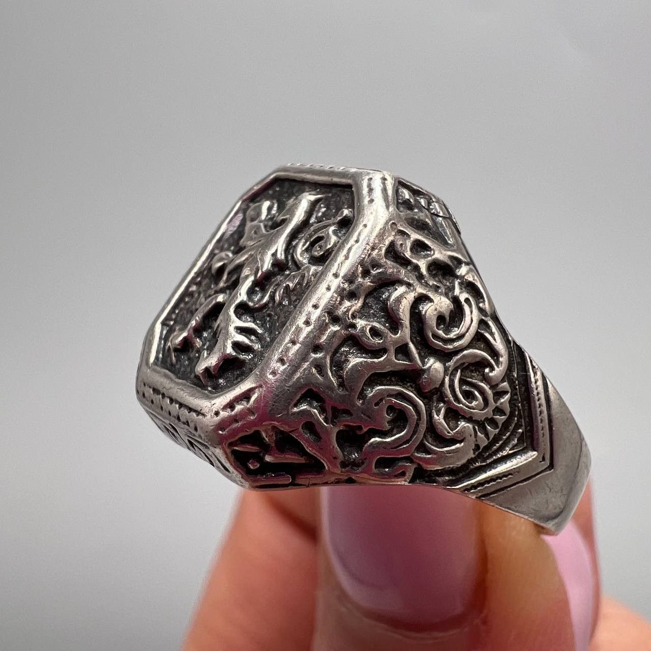 Sterling Silver Vintage 925 Sterling Silver Lion Signet Ring Size 12 Size ONE SIZE - 5 Thumbnail