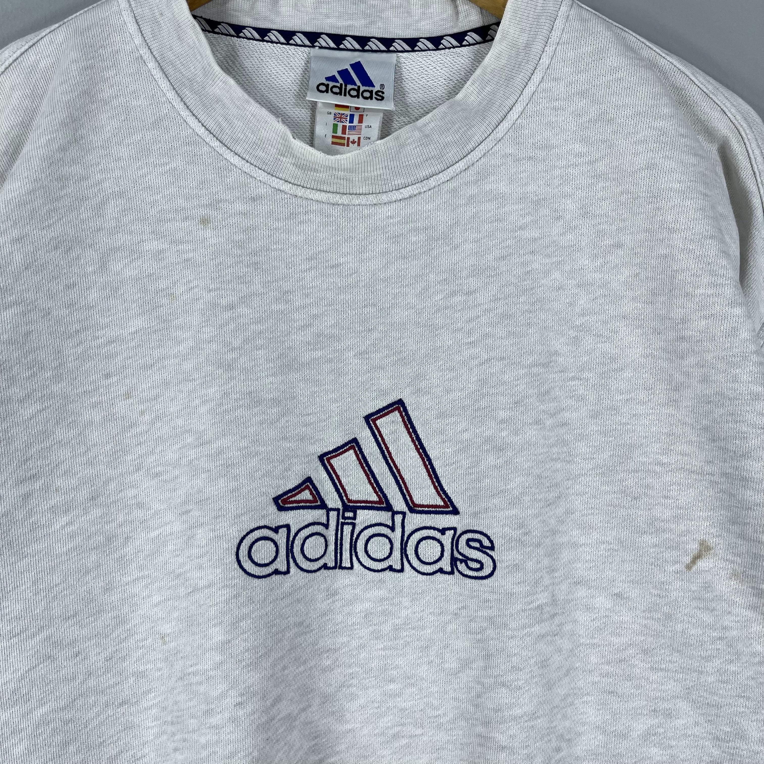 Adidas Vintage ADIDAS Big Logo Embroidery Distressed Sweatshirt Size US M / EU 48-50 / 2 - 2 Thumbnail