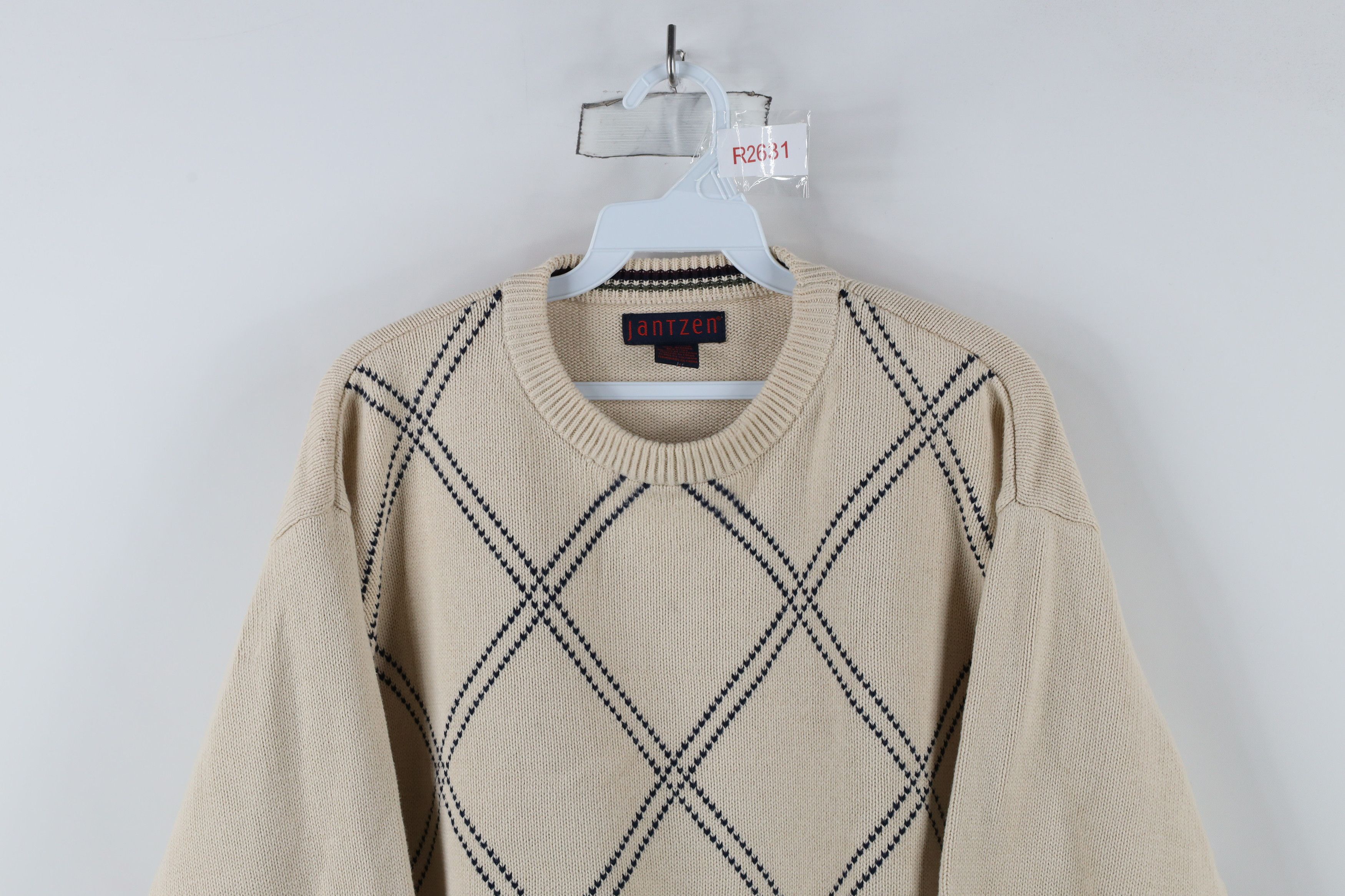 Vintage Vintage 90s Streetwear Argyle Cotton Knit Crewneck Sweater Size US M / EU 48-50 / 2 - 2 Thumbnail