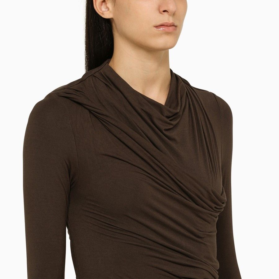Entire Studios o1d2blof0824 Draped Viscose Syrup Bodysuit in Brown Size XS / US 0-2 / IT 36-38 - 4 Thumbnail