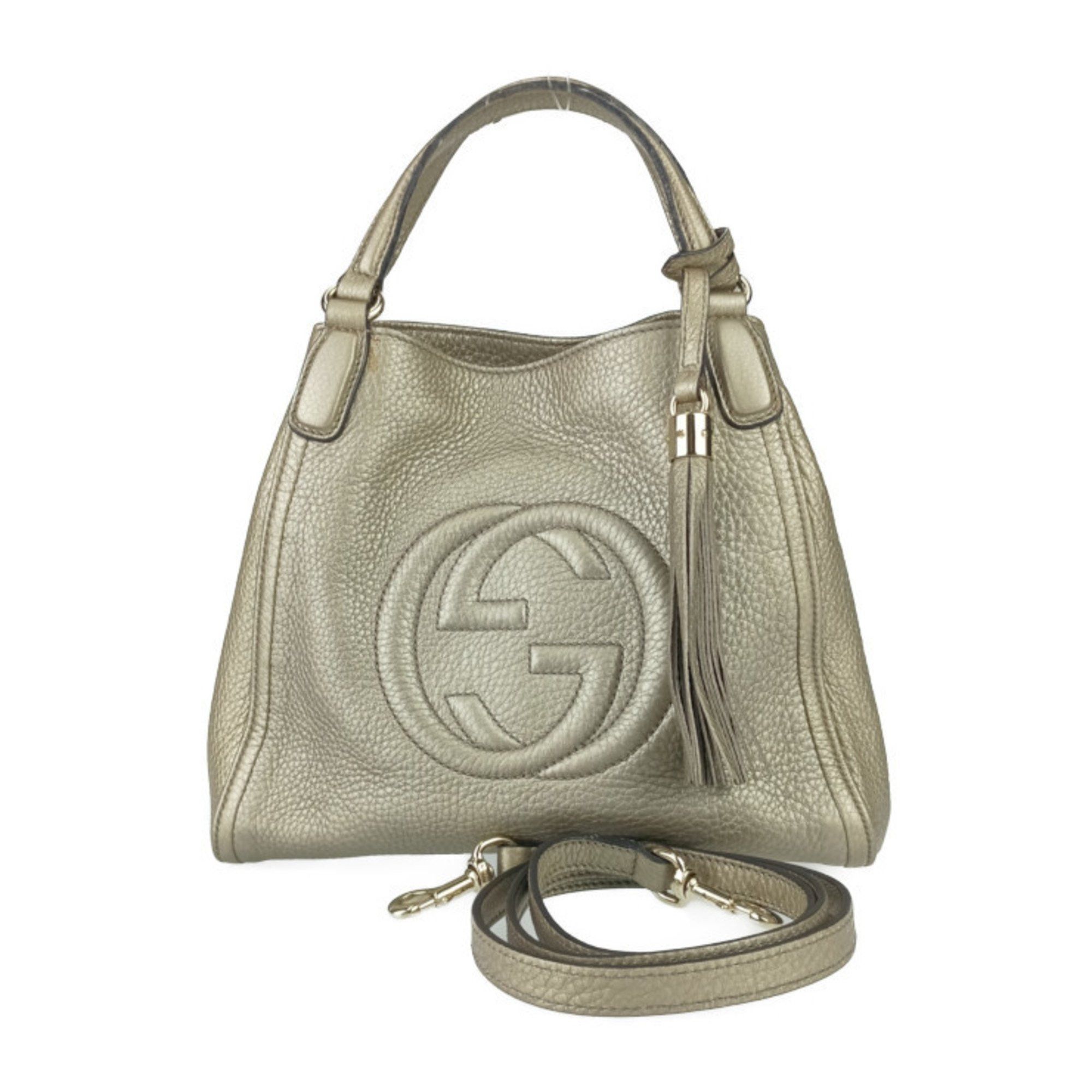 Gucci Handbag Interlocking G Soho Bag 336751 Gold Leather Women's Shoulder Tassel
