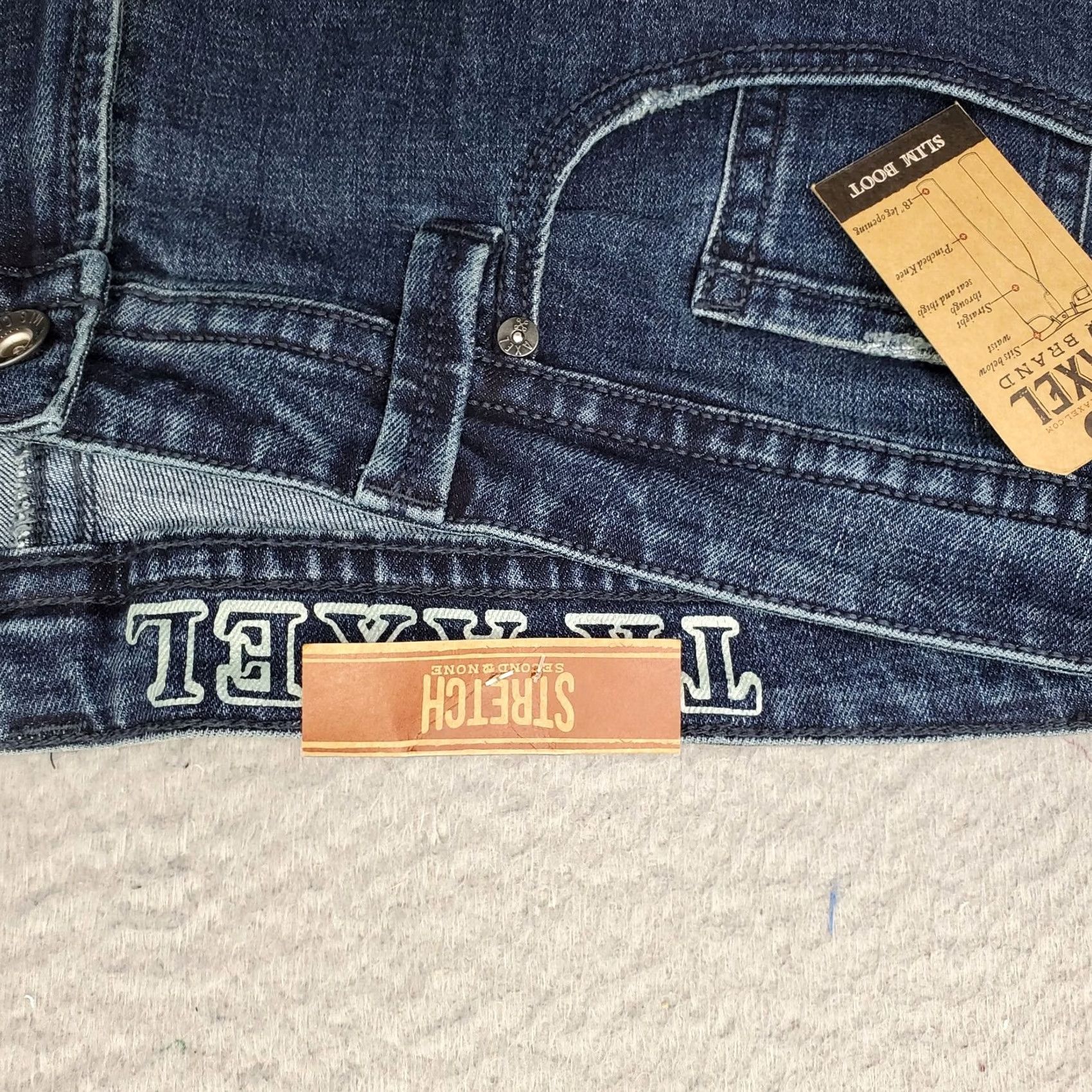 Denime Axel Slim Bootcut Jeans Mens 38x32 Blue Denim Stretch Dark Wash Stitch Size US 38 / EU 54 - 7 Thumbnail