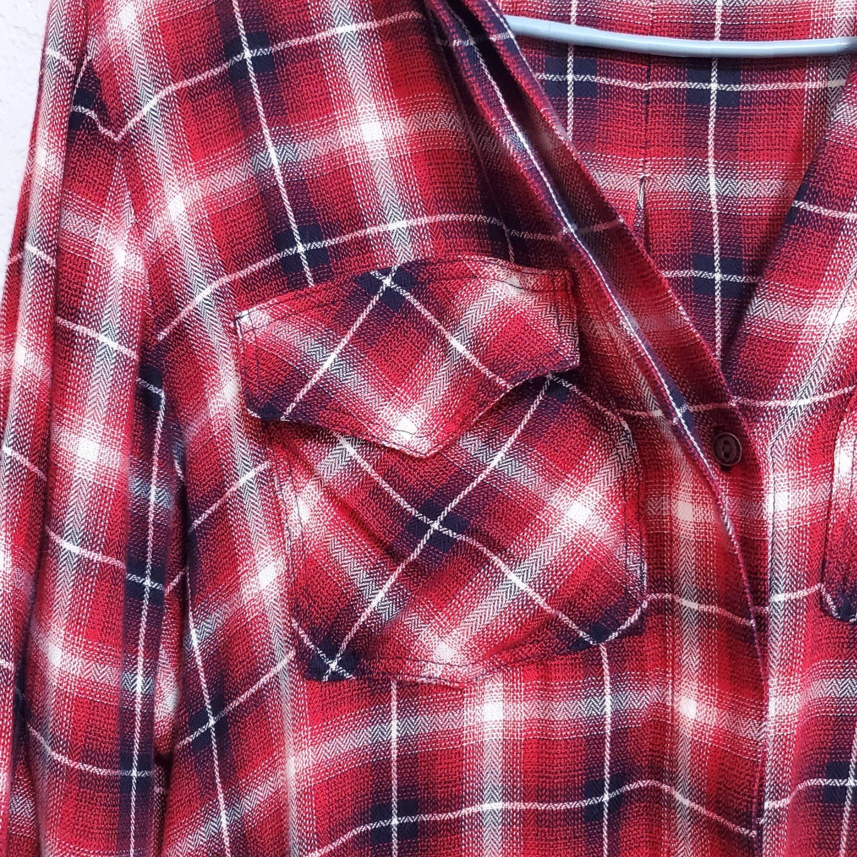 Sam Edelman VINTAGE Sam Edelman Shirt Women S Red Plaid Roll Tab Sleeve Button Up Fishtail Back Grunge Size S / US 4 / IT 40 - 6 Thumbnail