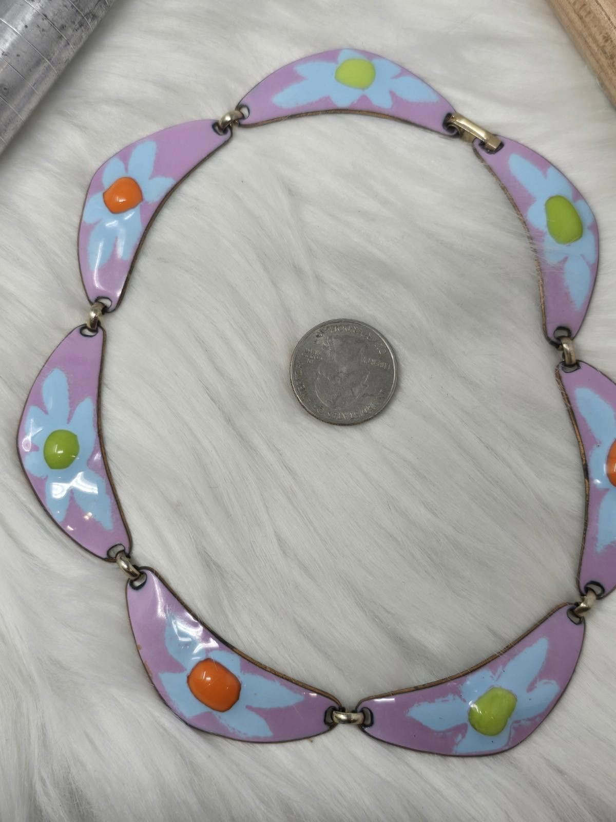 Other Vintage Kay Denning Enamel Flower Necklace Size ONE SIZE - 5 Thumbnail