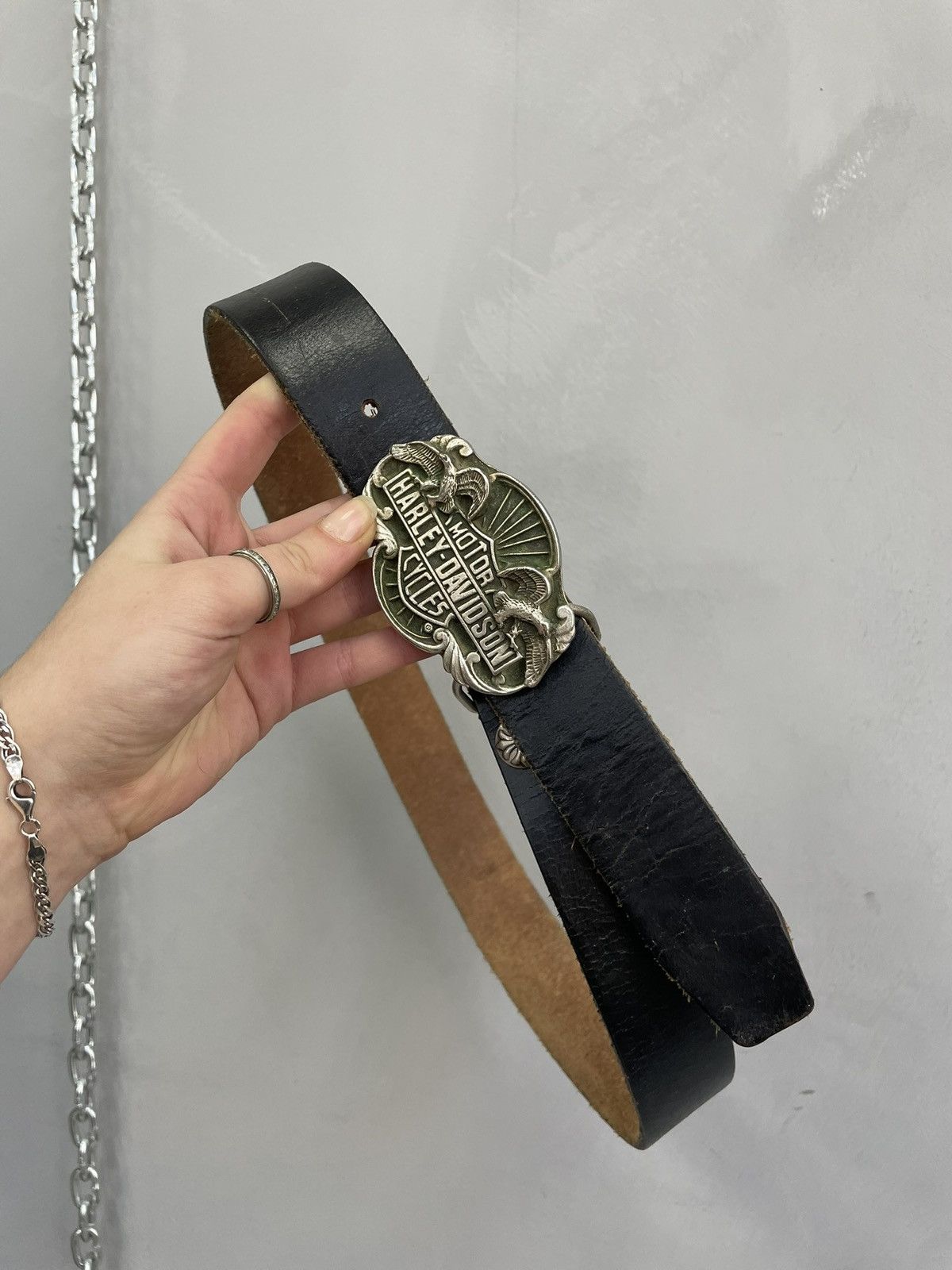 Harley Davidson Harley Davidson black leather belt biker vintage style Size ONE SIZE - 2 Thumbnail