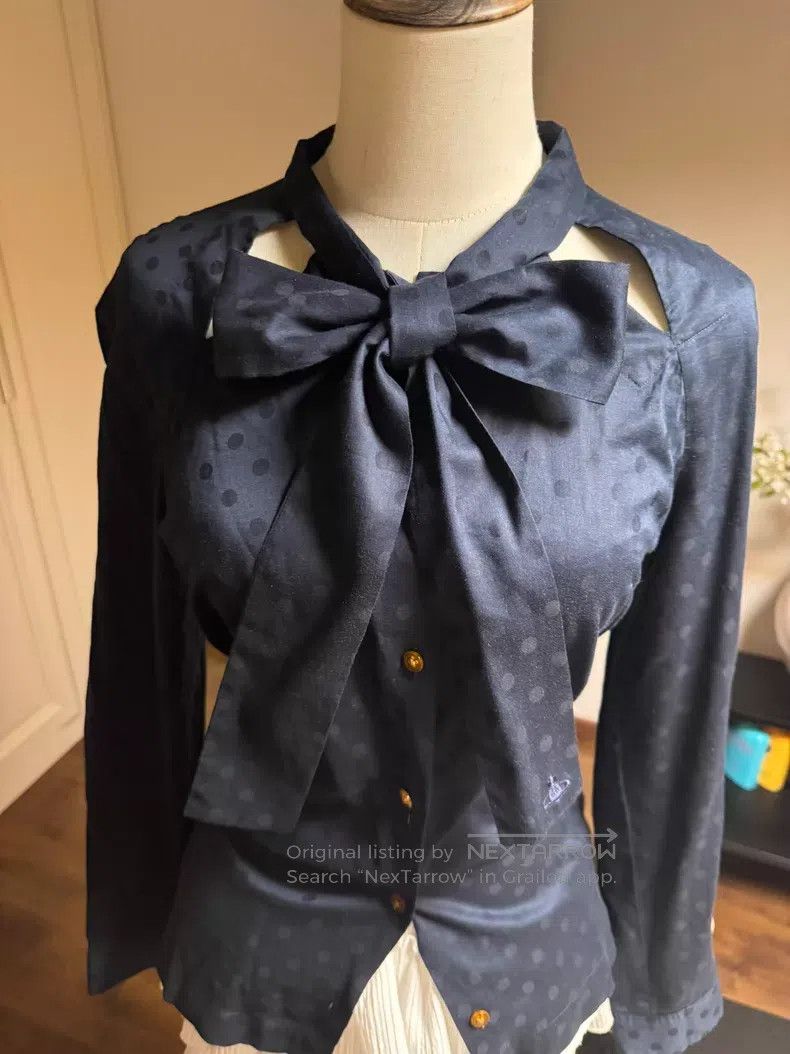 Vivienne Westwood Vivienne Westwood Satin Waterdrop Polka Dot Dark Blue Bow Size M / US 6-8 / IT 42-44 - 3 Thumbnail