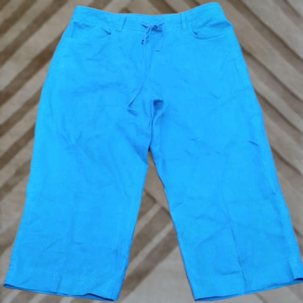 Jones New York Jones New York Pants Women 14 Linen Blue Pockets Cropped 100% Linen 14 Women Blue Cropped Pockets Size 36" / US 14 / IT 50 - 1 Thumbnail