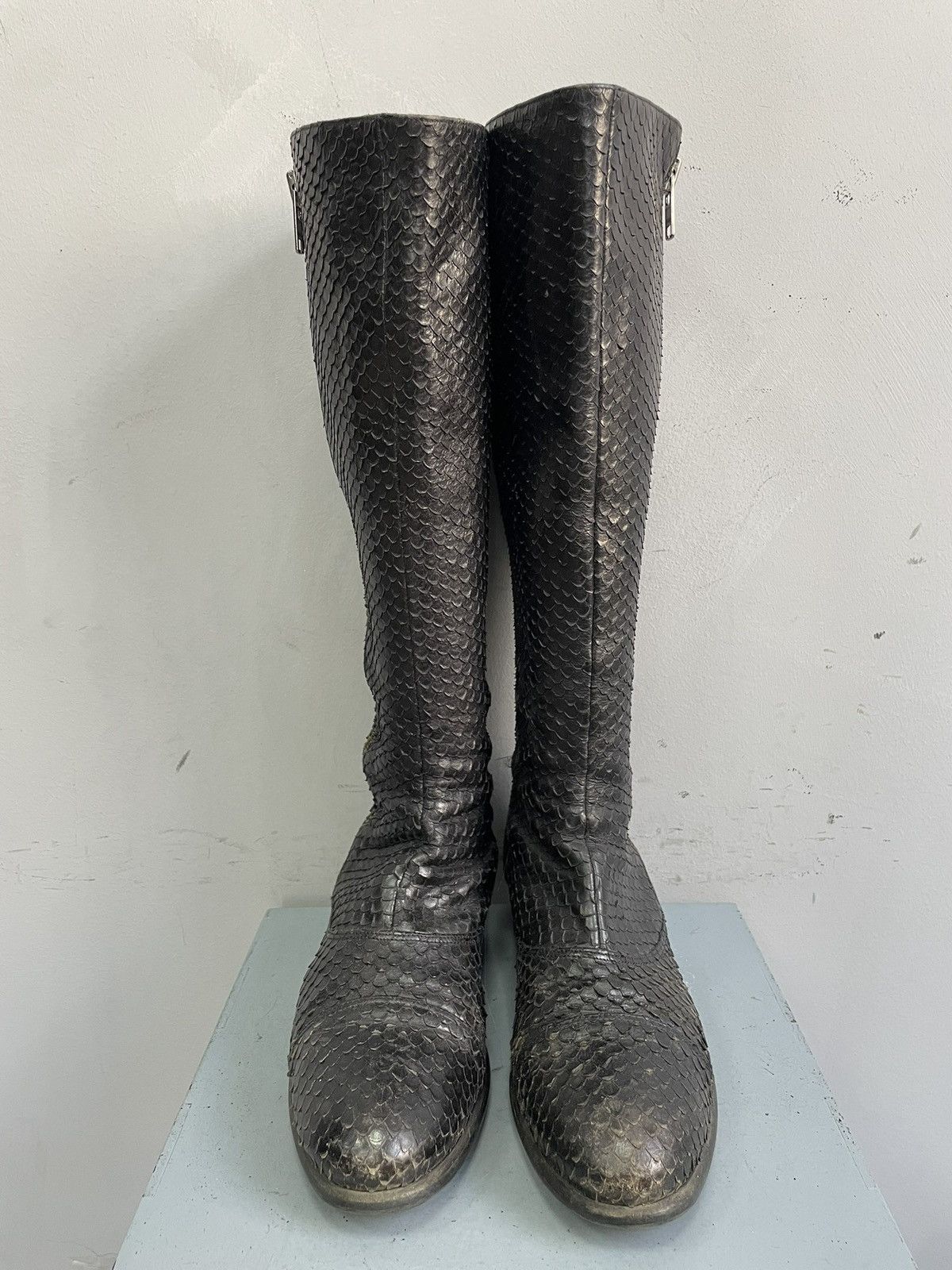 Billi Bi black boots leather snake hight moto 14thaddiction