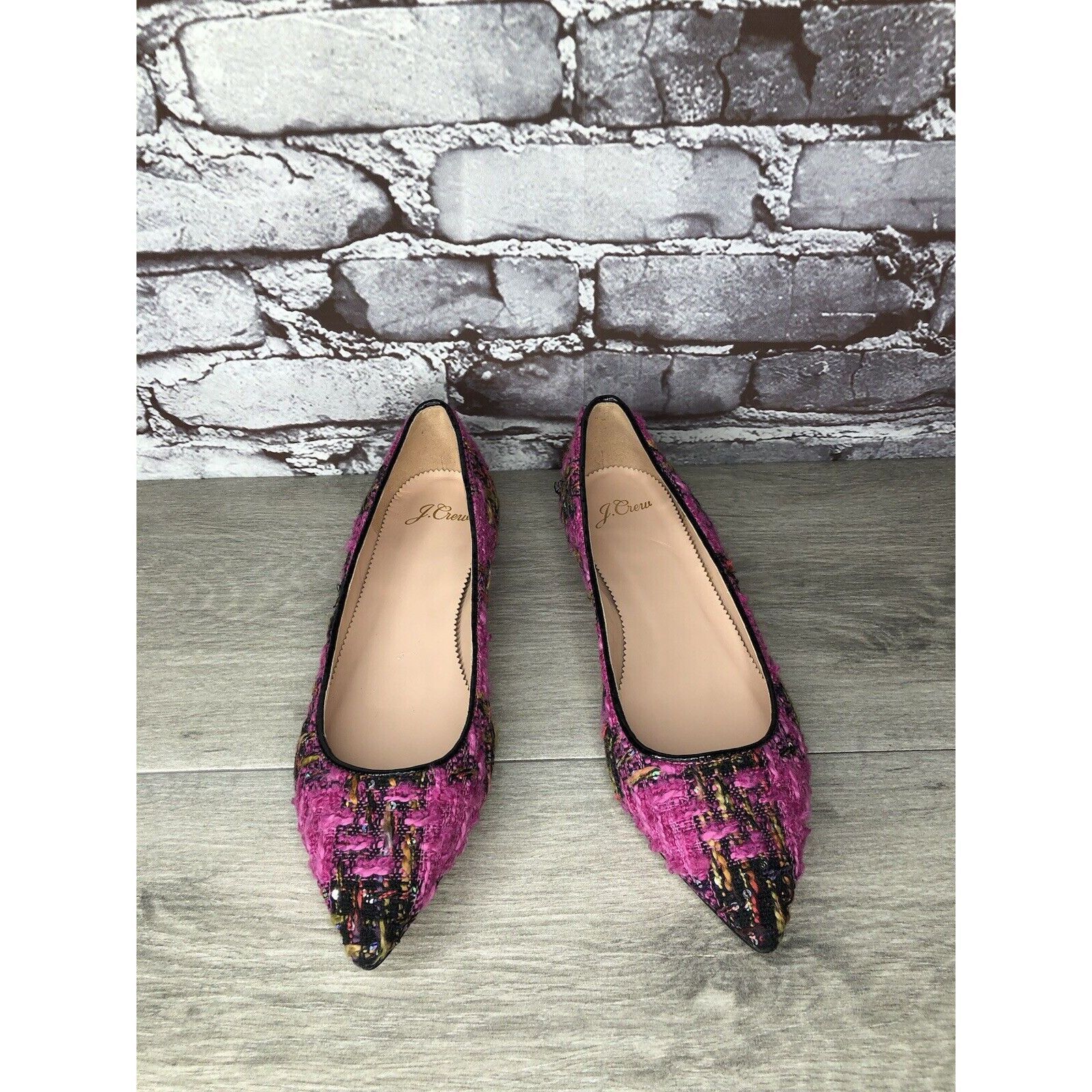 J.Crew J. Crew K2904 Pink Fresh Berry Tweed Pointed Toe Flats Women Size US 7 / IT 37 - 16 Thumbnail