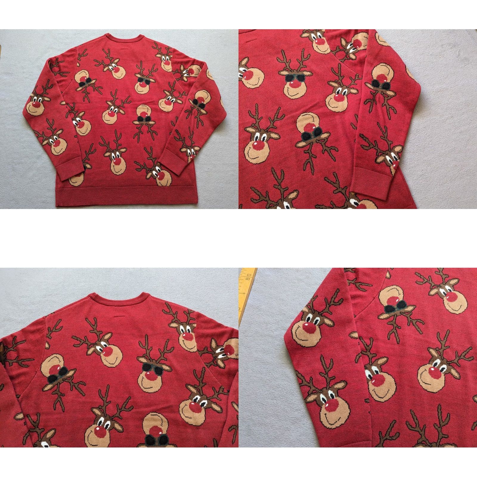 George George Christmas Rudolph Deer Sweater Men L Red Size US L / EU 52-54 / 3 - 8 Thumbnail