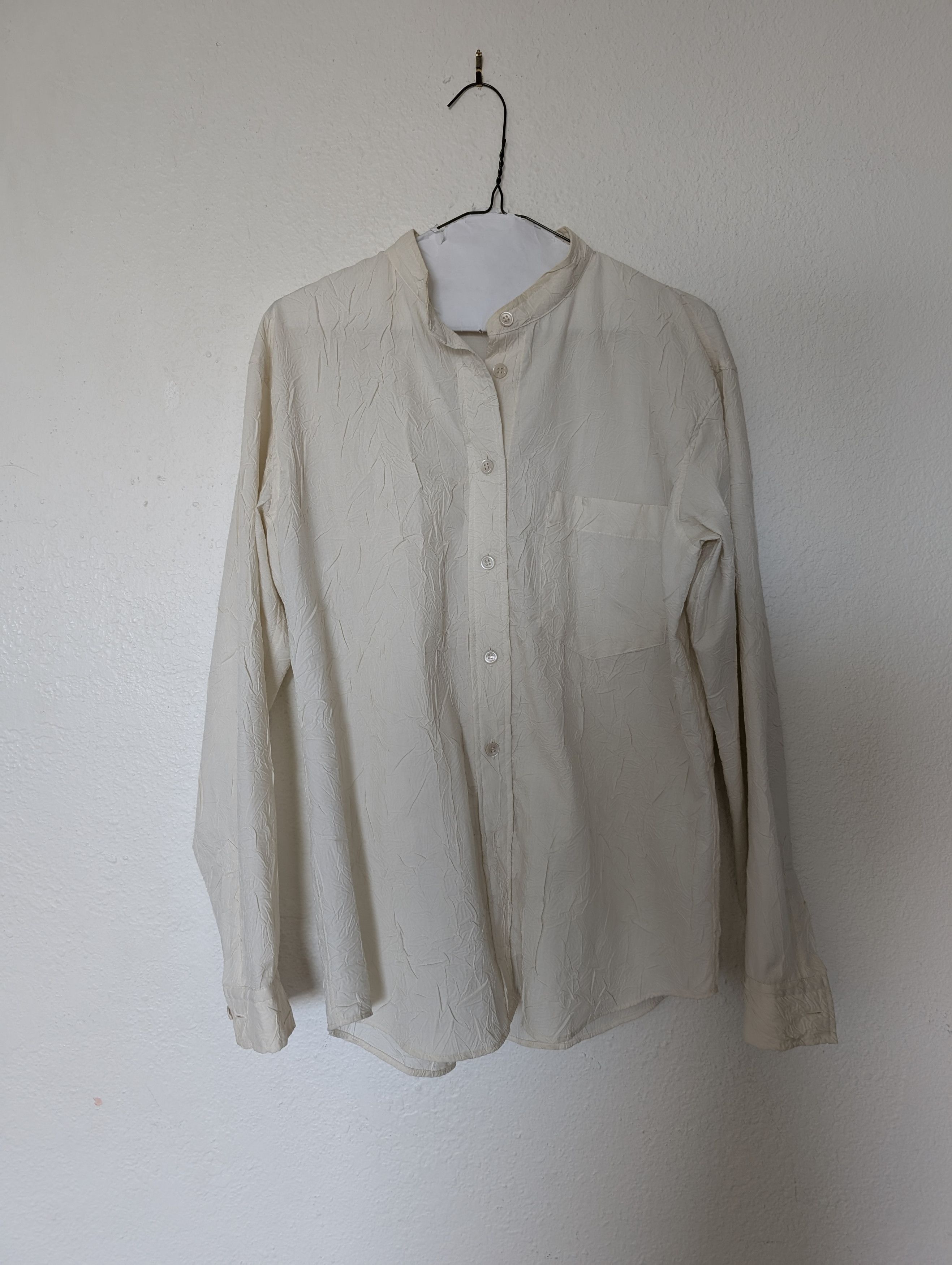 小物 80's issey miyake men wrinkle silk stall Stunning Vtg 80's ISSEY MIYAKE Men Raw Silk Solid Black