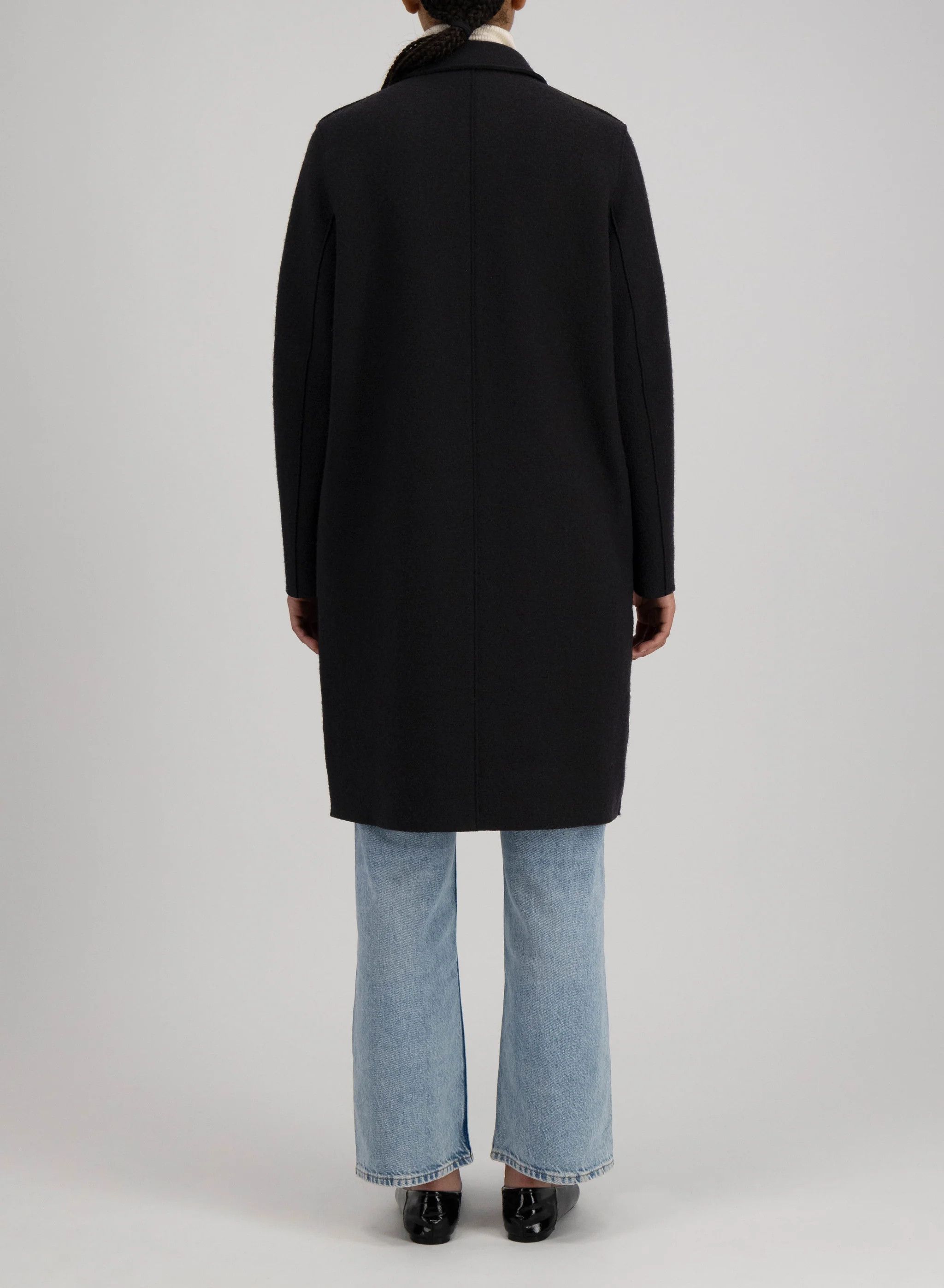 Harris Wharf London o1s22i1n1024 Single-Breasted Wool Boiled Coat in Black Size M / US 6-8 / IT 42-44 - 5 Thumbnail