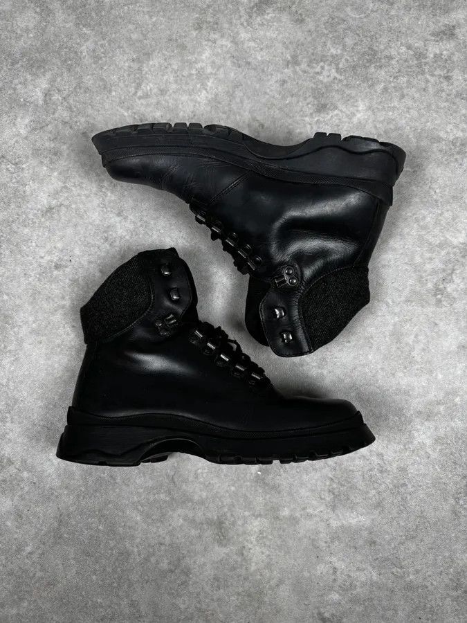 Prada FW1999 Prada Black Leather Vibram Hiking Boots Size US 7.5 / EU 40-41 - 3 Thumbnail