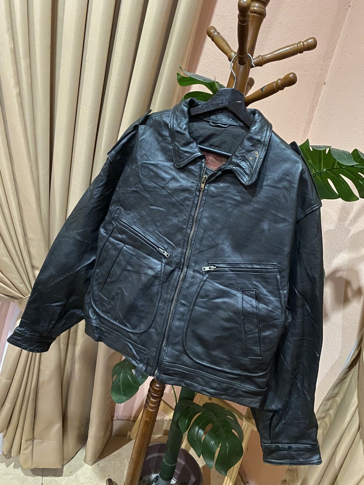 Other Vintage Ghezzi Aero Wear Black Leather Blouson Jacket Size US L / EU 52-54 / 3 - 2 Thumbnail