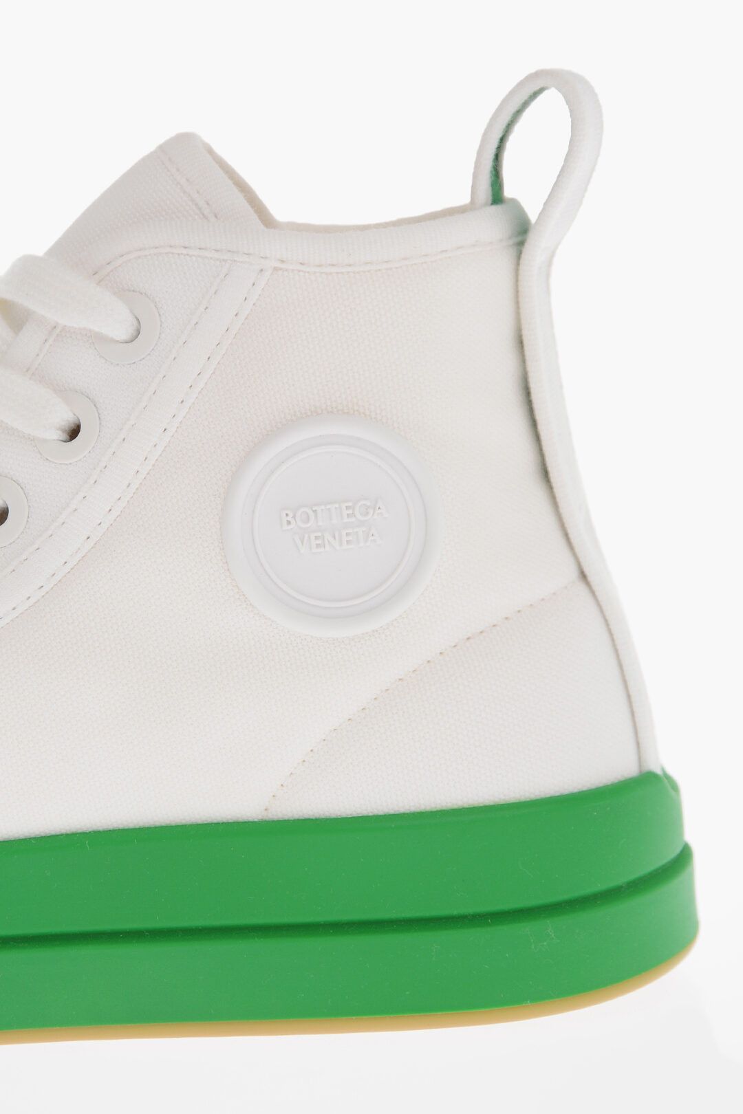 Bottega Veneta og1mm0825 Canvas Vulcan Hi-Top Sneakers in White/Green Size US 5 / IT 35 - 5 Thumbnail