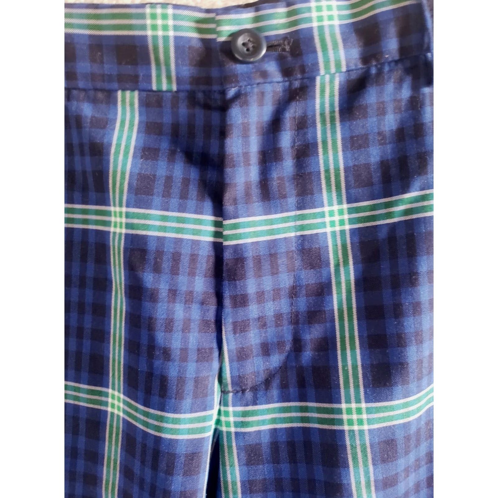 Izod Izod Golf Pants Mens 32x30 Blue Green Plaid Stretch Polyester Spandex Slimming Moisture Wicking Zip Slash Pockets Casual, Travel, Wedding, Golf Size US 32 / EU 48 - 6 Thumbnail