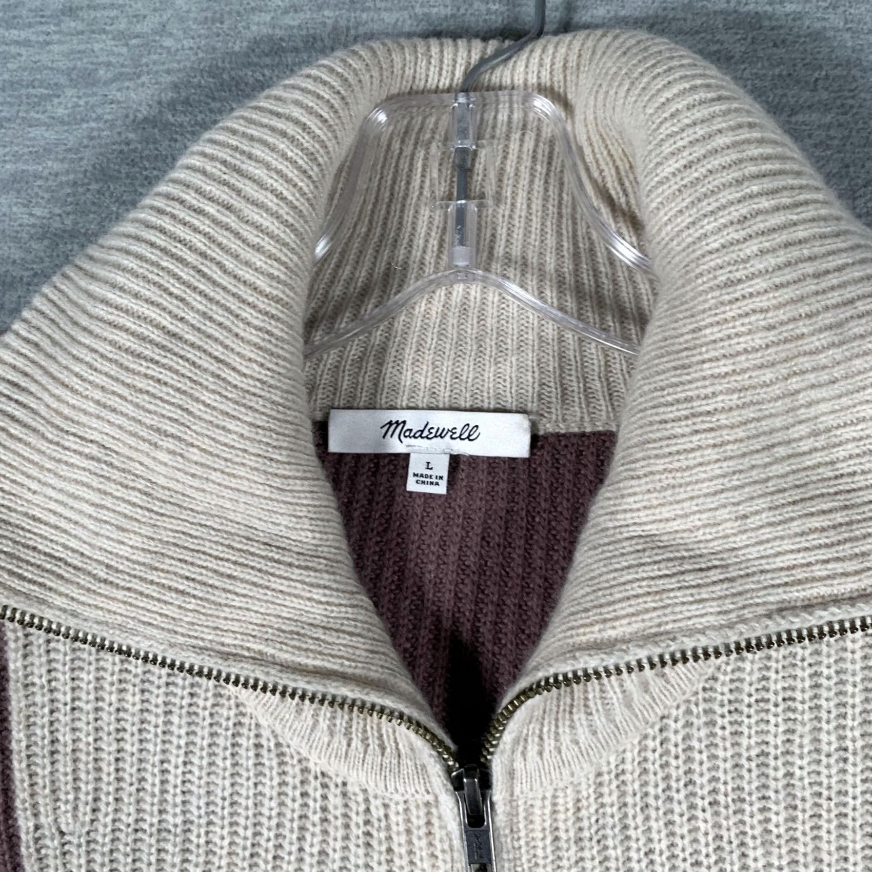 Madewell Madewell Sweater Womens L Multicolor Stripe Mock Neck 1/4 Zip Pockets Knit Size L / US 10 / IT 46 - 6 Thumbnail