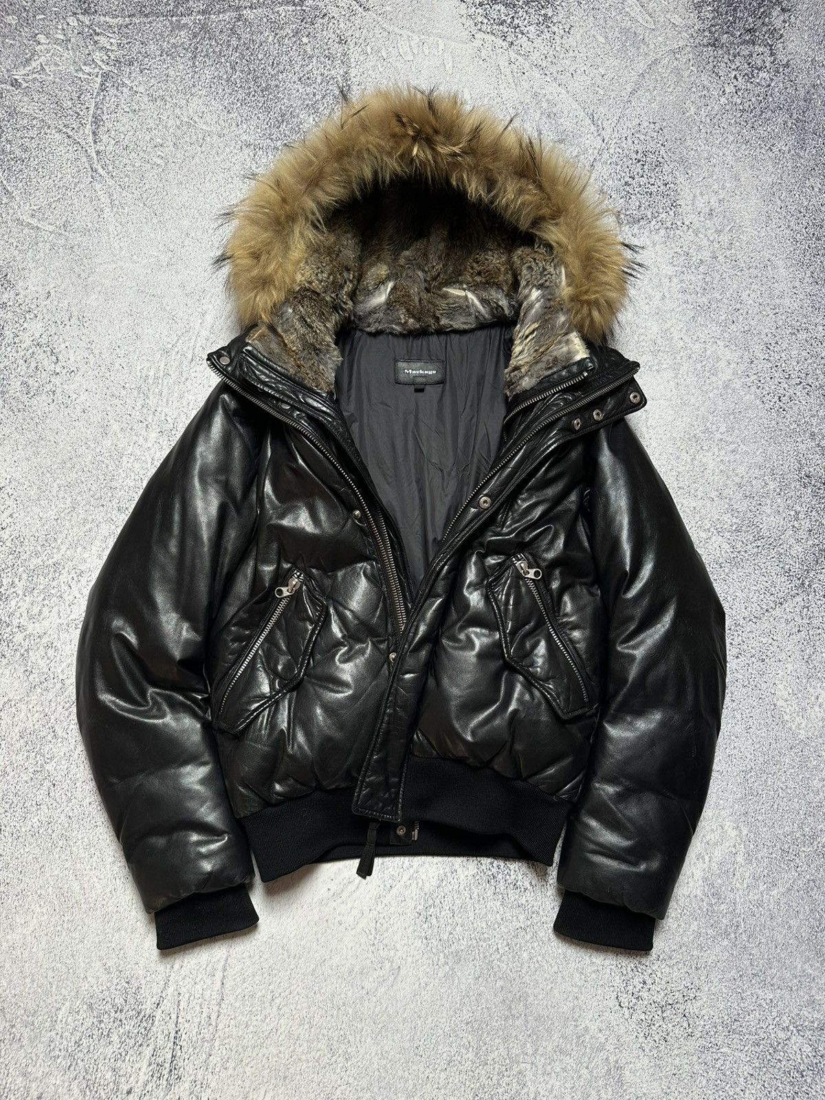 Mackage Mackage Glen Leather Bomber With Hooded Bib And Fur Trim Size US M / EU 48-50 / 2 - 2 Thumbnail