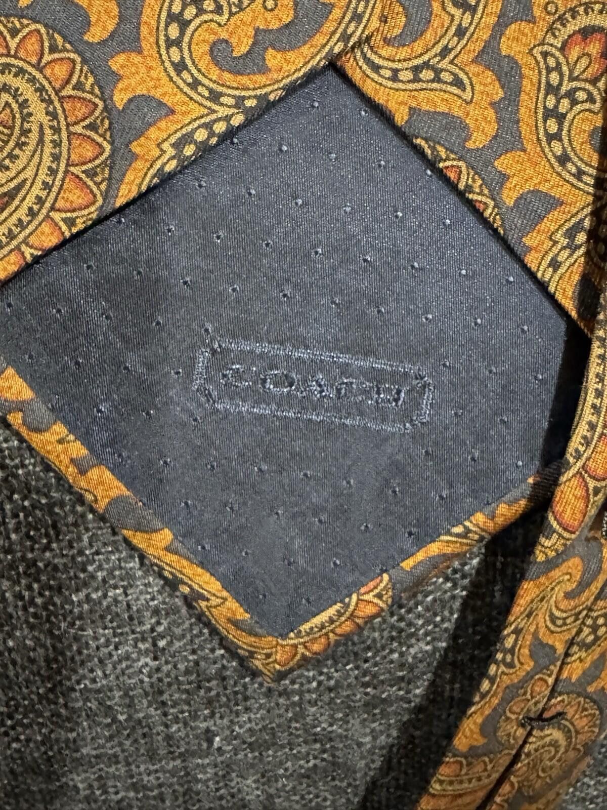 Coach COACH Men's 100% Silk Necktie ITALY Luxury Designe tan Black Size ONE SIZE - 7 Thumbnail