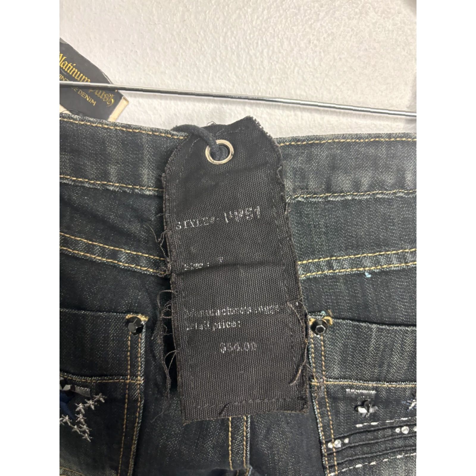 Vintage Platinum Plush Jeans Bootcut Stars NWT Size 7 Black Denim 28in Waist Regular Women's jeans bootcut Star pattern NWT Size 28" / US 6 / IT 42 - 3 Thumbnail