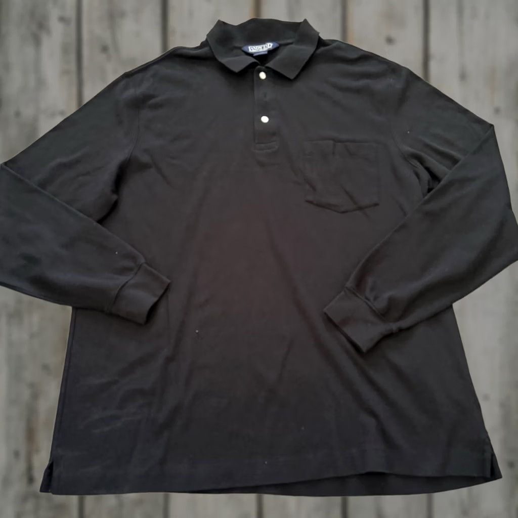 Lands' End Lands' End Long Sleeve Polo Shirt Mens XL Black 100% Cotton Lightweight Golf Size US XL / EU 56 / 4 - 1 Thumbnail