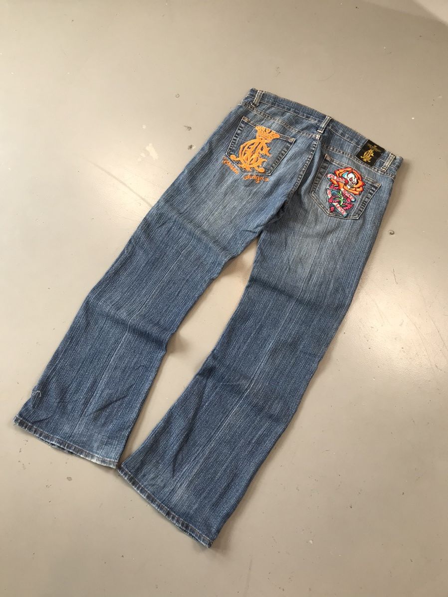 Christian Audigier × Ed Hardy × Vintage Rare vintage Christian Audigier embroidered denim Size US 37 - 3 Thumbnail