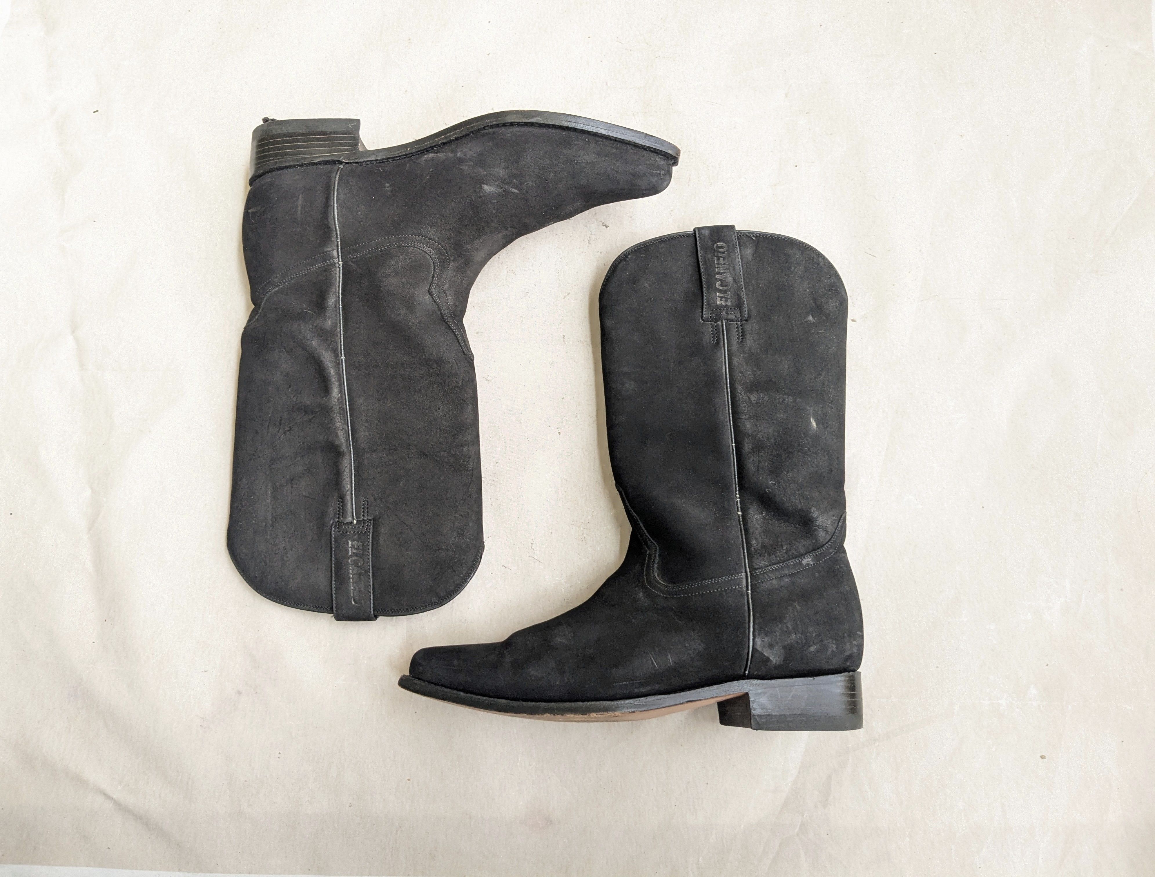 Genuine Leather El Canelo Cowboy Boots Black Suede 10 Leather Botas Size US 10 / EU 43 - 1 Thumbnail