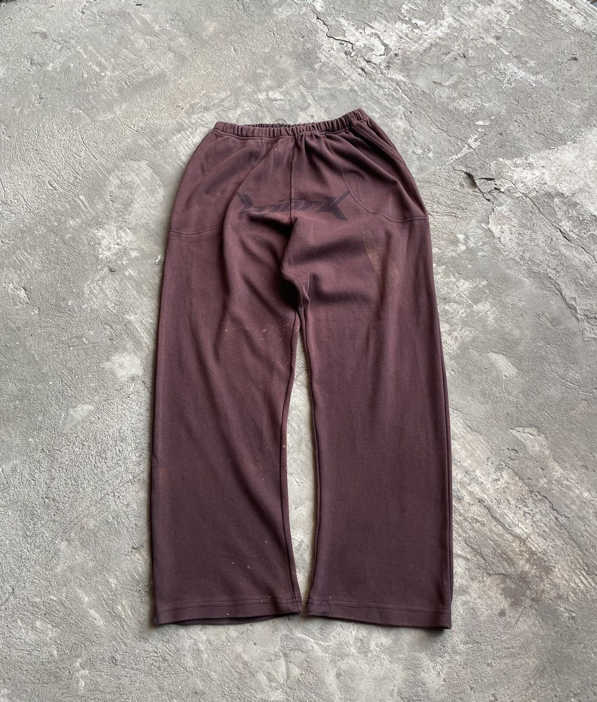 Japanese Brand Vintage Faded Brown Bjork Logo Sweatpants YZY Style Size US 35 - 1 Thumbnail