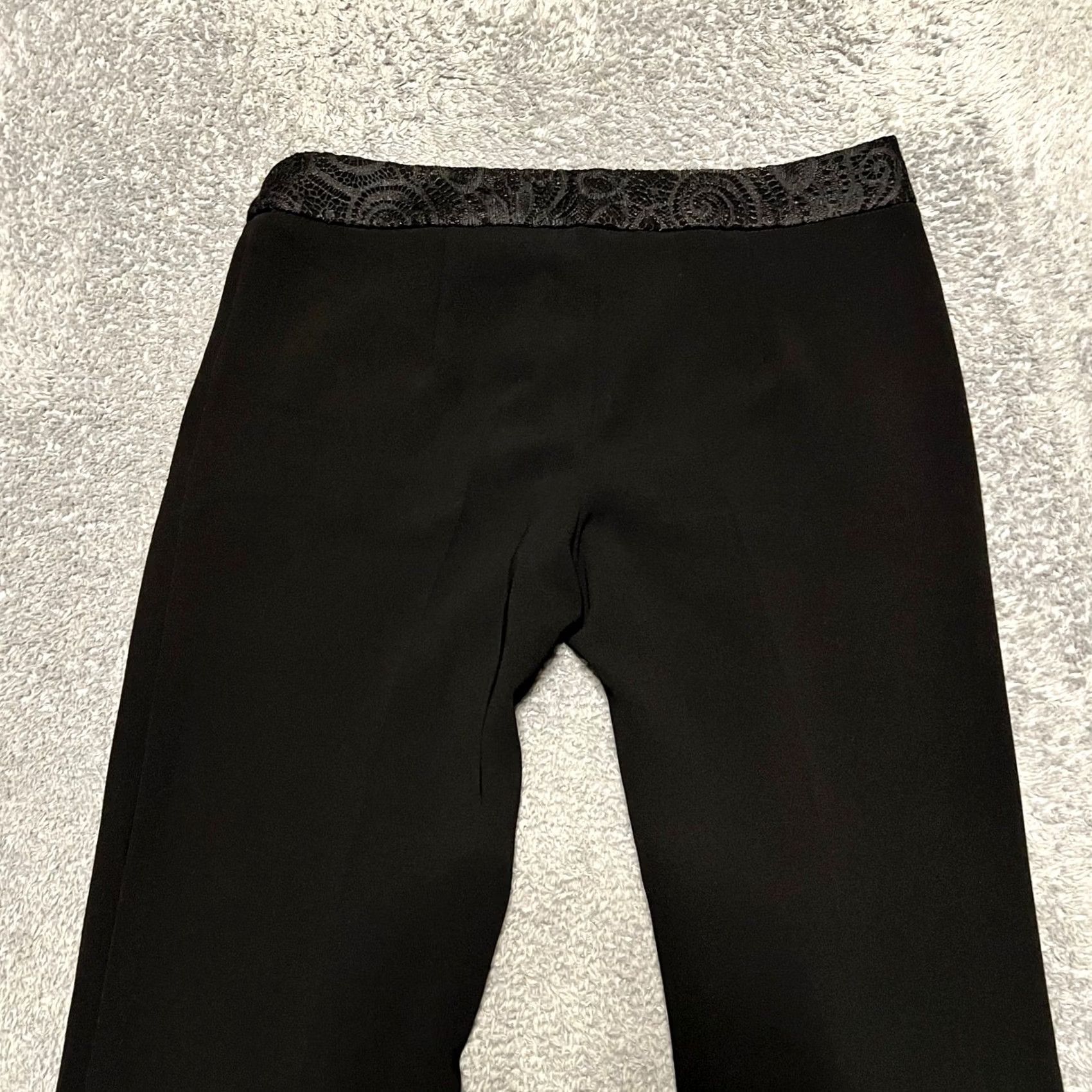 Trina Turk Trina Turk Pants Womens 6 Black 32x33.5 Straight Dress Work Floral Waist Pants Dress Women 6 Black Size 28" / US 6 / IT 42 - 4 Thumbnail