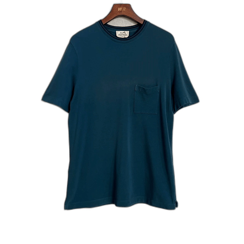 Hermes Hermes Blue Pocket T-Shirt with Logo Size US XL / EU 56 / 4 - 1 Thumbnail