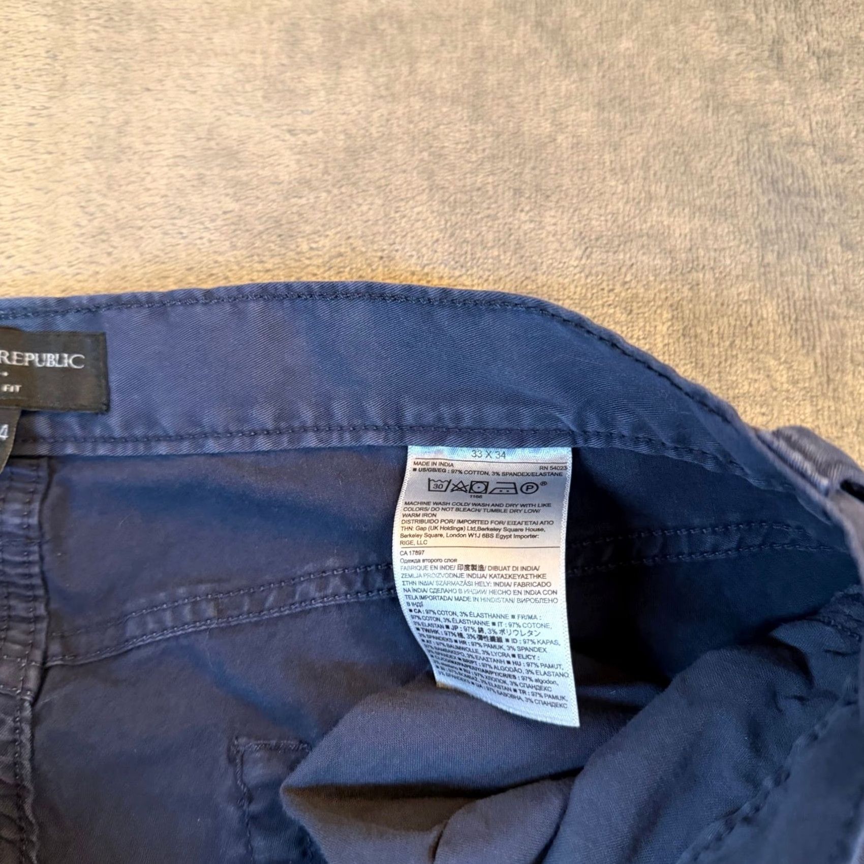 Banana Republic Banana Republic Slim Fit Pants Mens 33x34 Navy Blue Stretch Cotton 5 Pocket Size US 33 - 5 Thumbnail