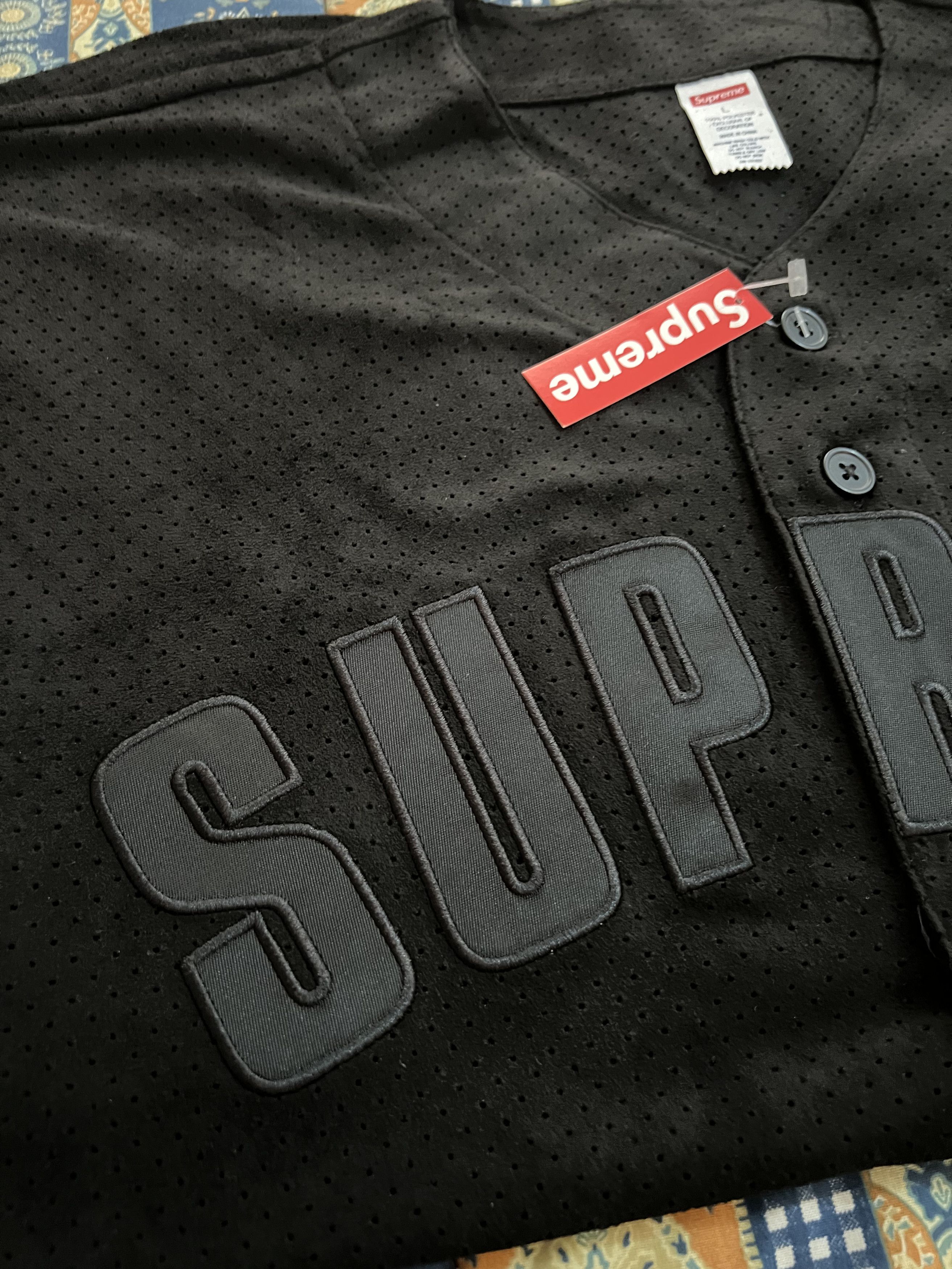 Supreme Supreme Baseball jersey Ultrasuede Mesh suede black
