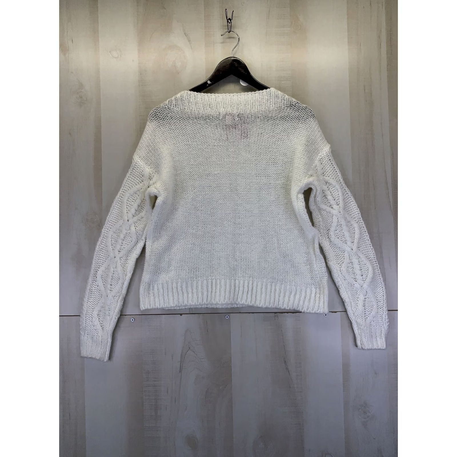 Vintage So Juniors Ivory White Cable Open Knit Boat Neck Sweater XS NWT-10386 Size XS / US 0-2 / IT 36-38 - 6 Thumbnail